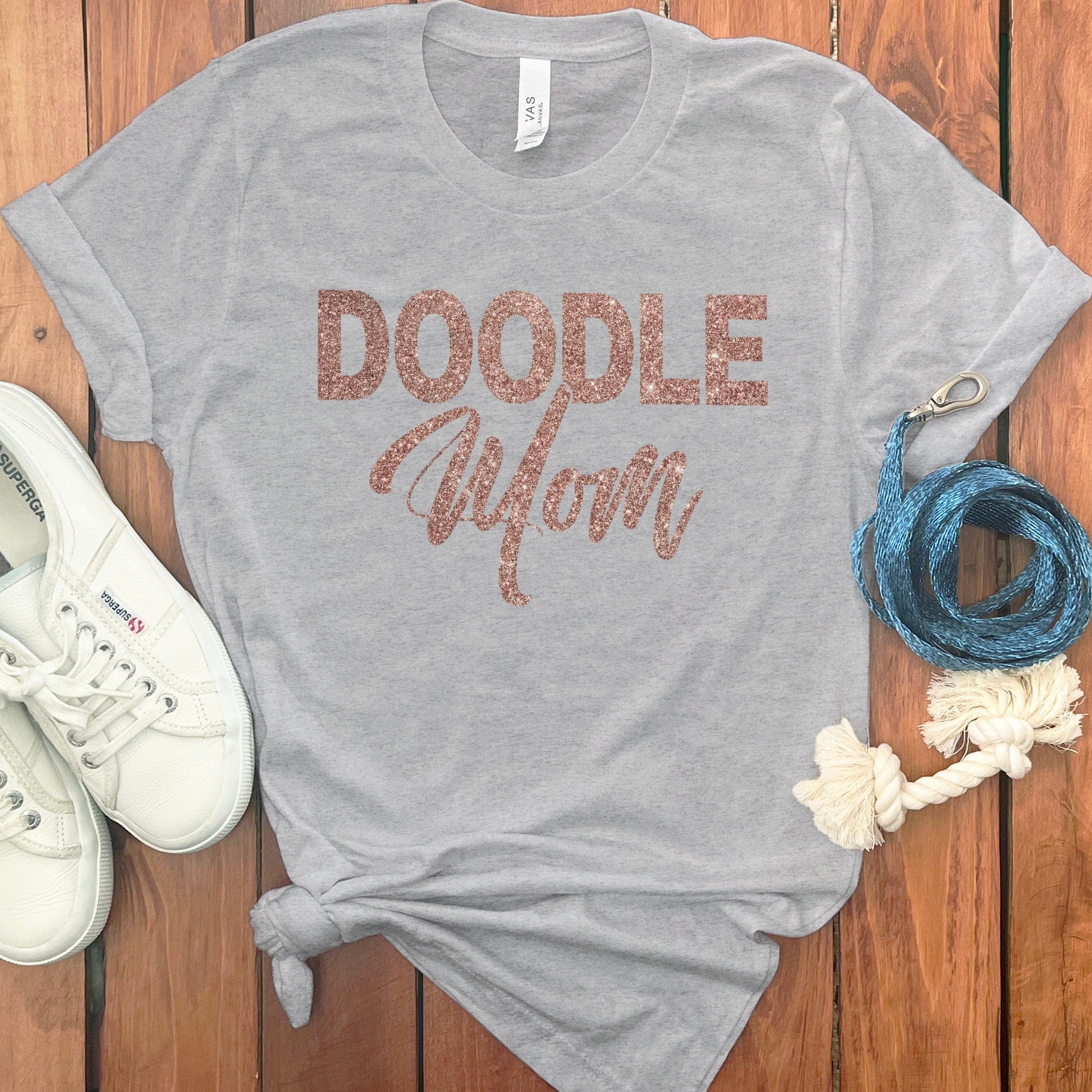 Glitter Doodle Mom T-Shirt in Athletic Heather / S by Puppy Jo