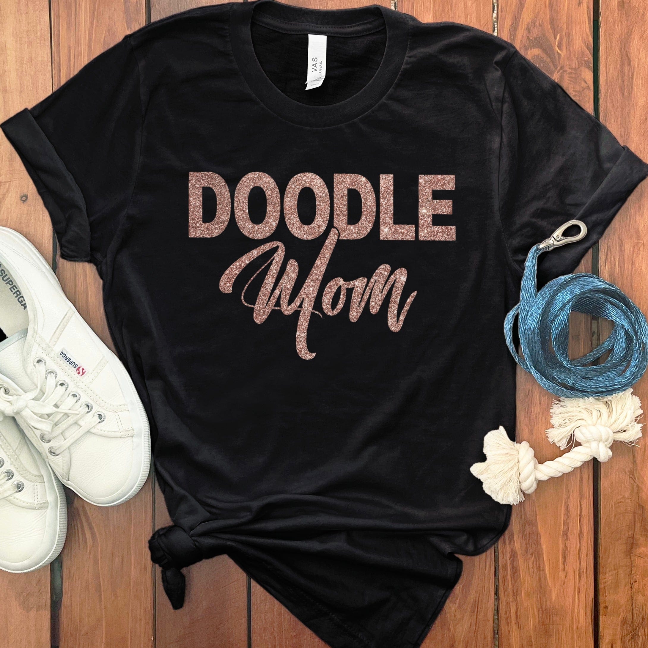 Glitter Doodle Mom T-Shirt in Black / S by Puppy Jo