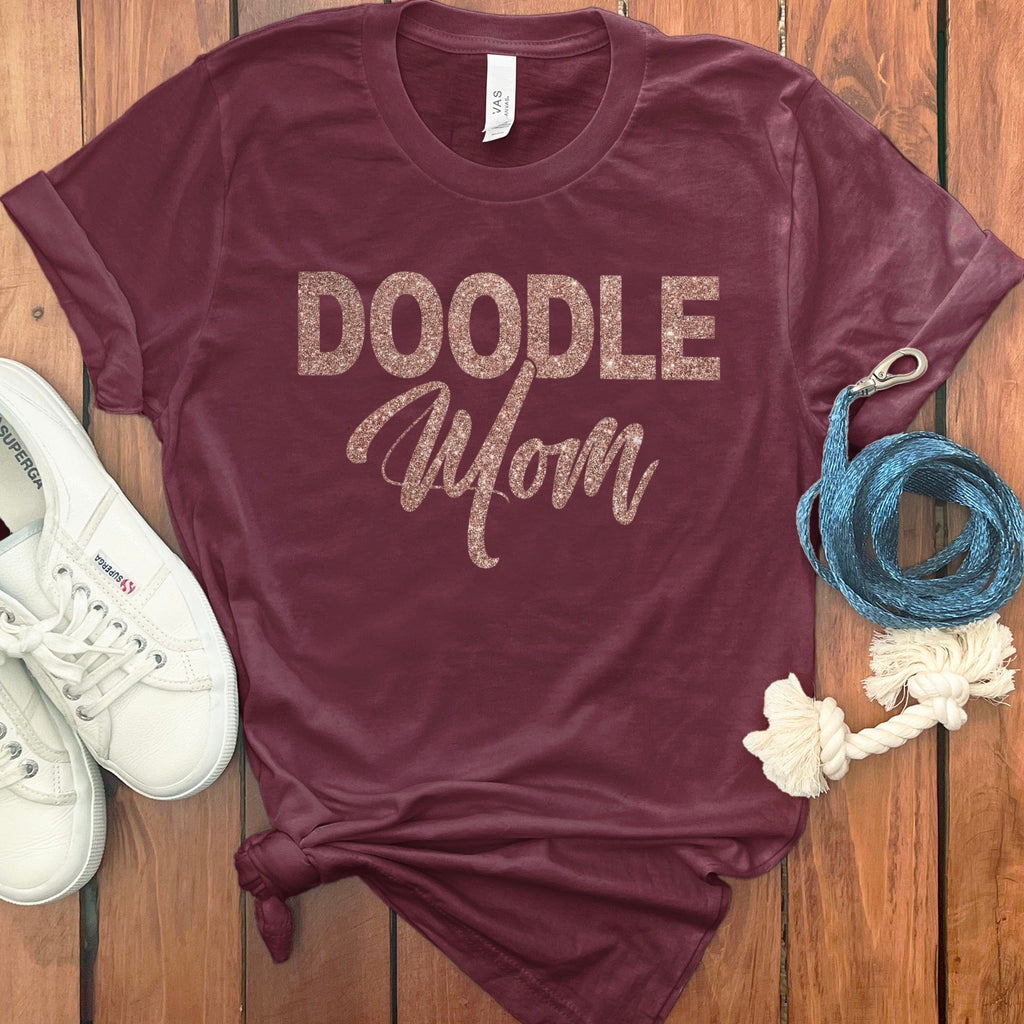 Glitter Doodle Mom T-Shirt in Maroon / S by Puppy Jo