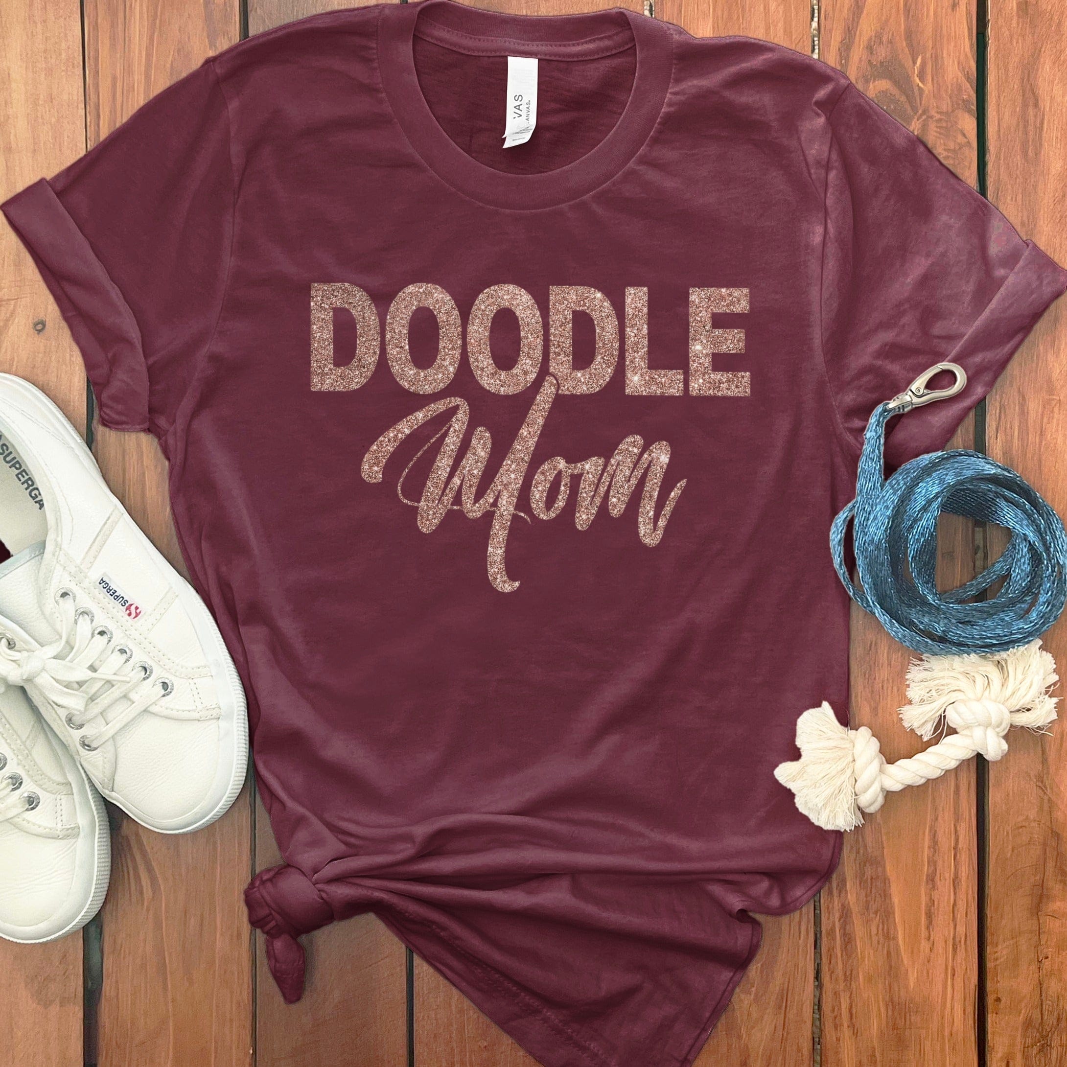 Glitter Doodle Mom T-Shirt in Maroon / S by Puppy Jo