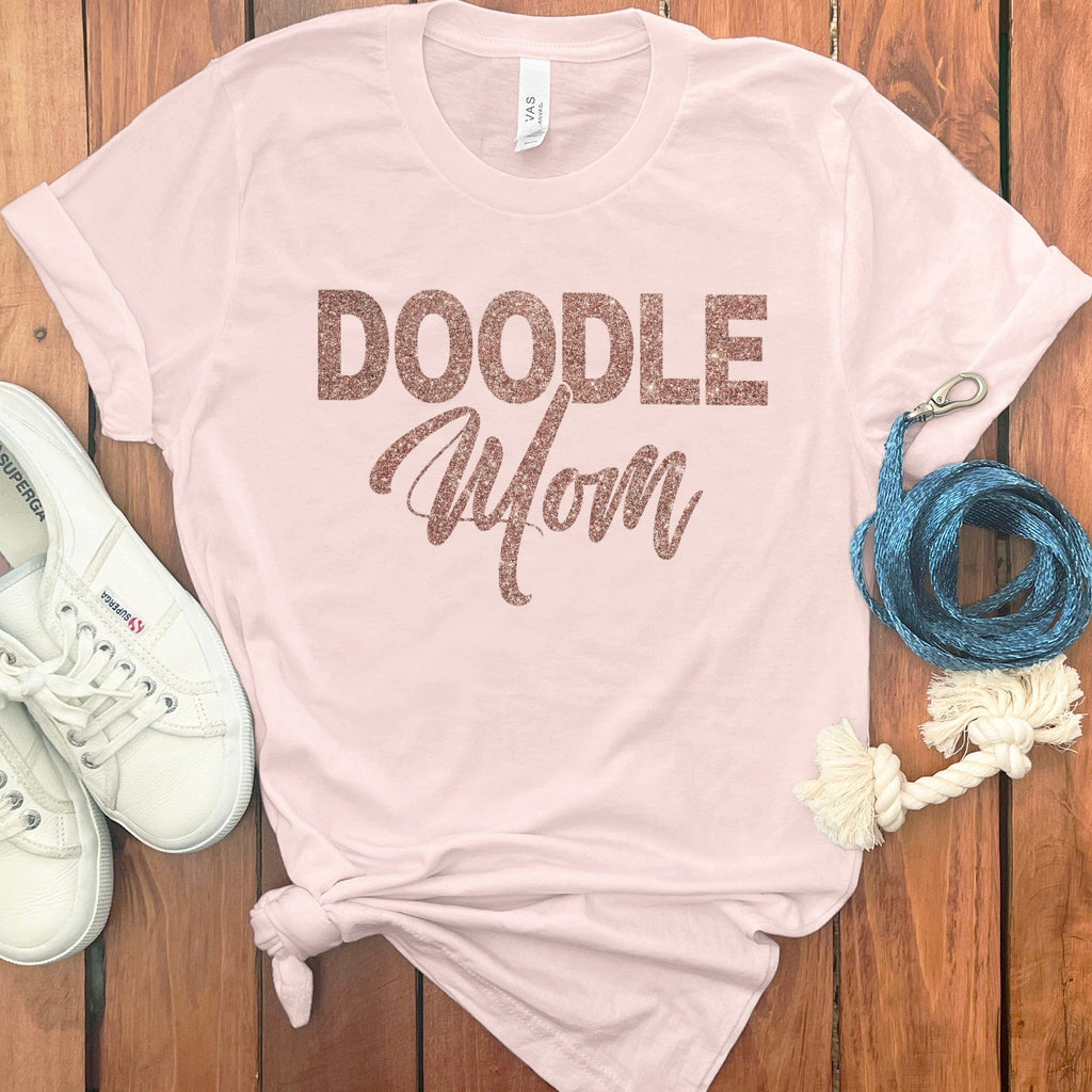 Glitter Doodle Mom T-Shirt in Soft Pink / S by Puppy Jo