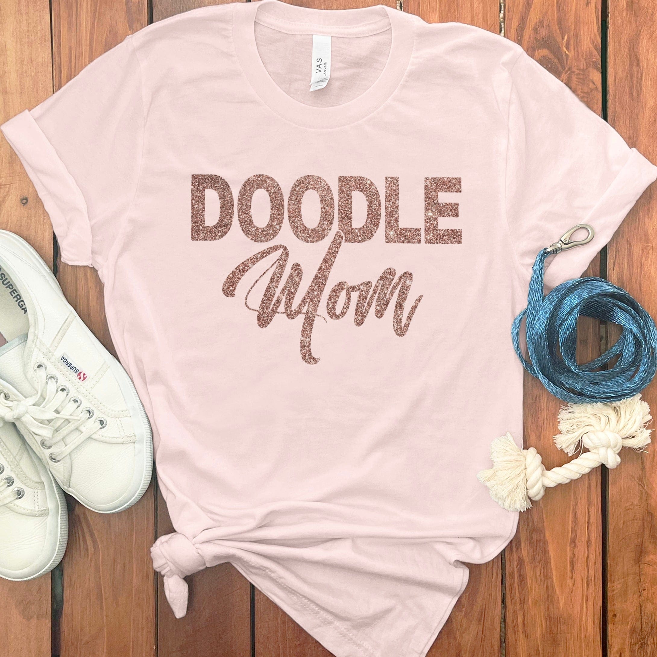 Glitter Doodle Mom T-Shirt in Soft Pink / S by Puppy Jo