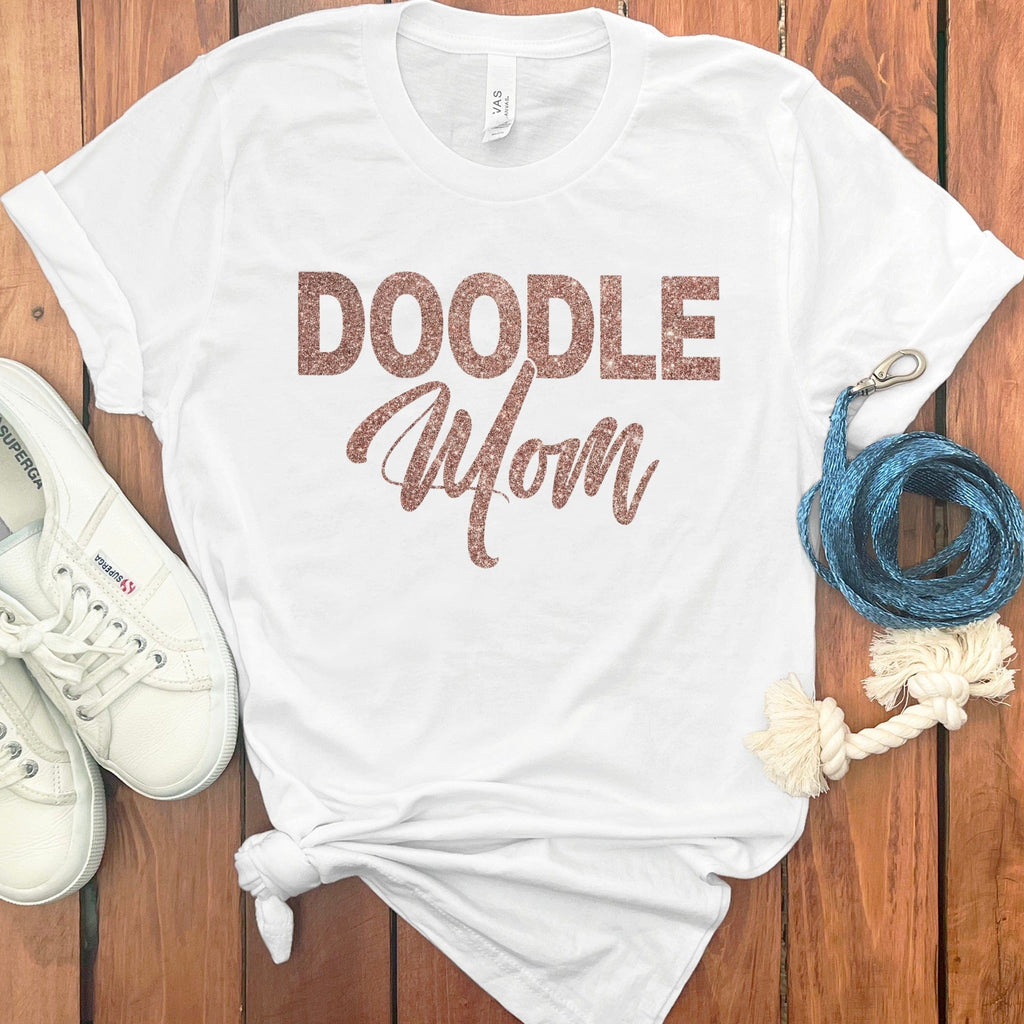 Glitter Doodle Mom T-Shirt in White / S by Puppy Jo