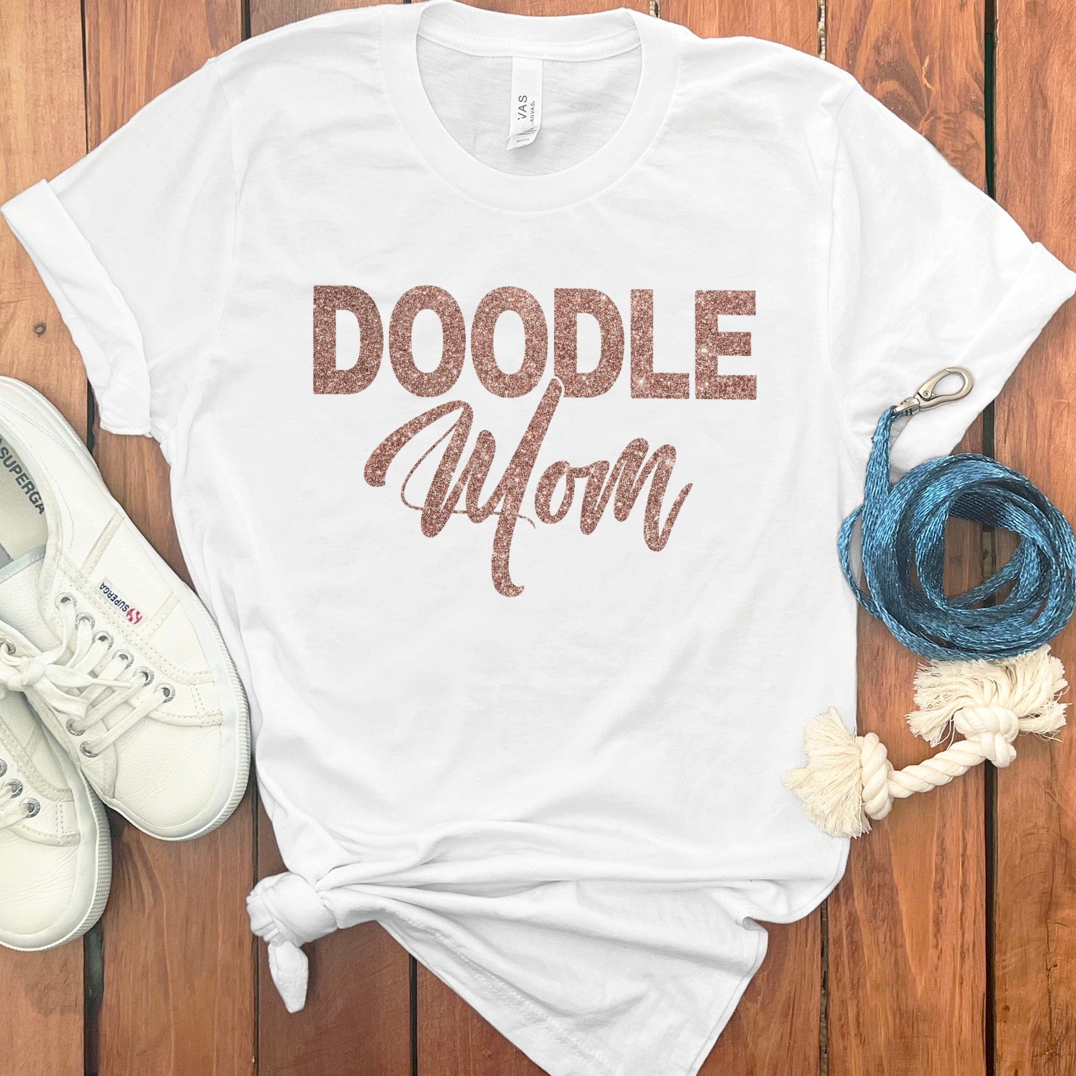 Glitter Doodle Mom T-Shirt in White / S by Puppy Jo