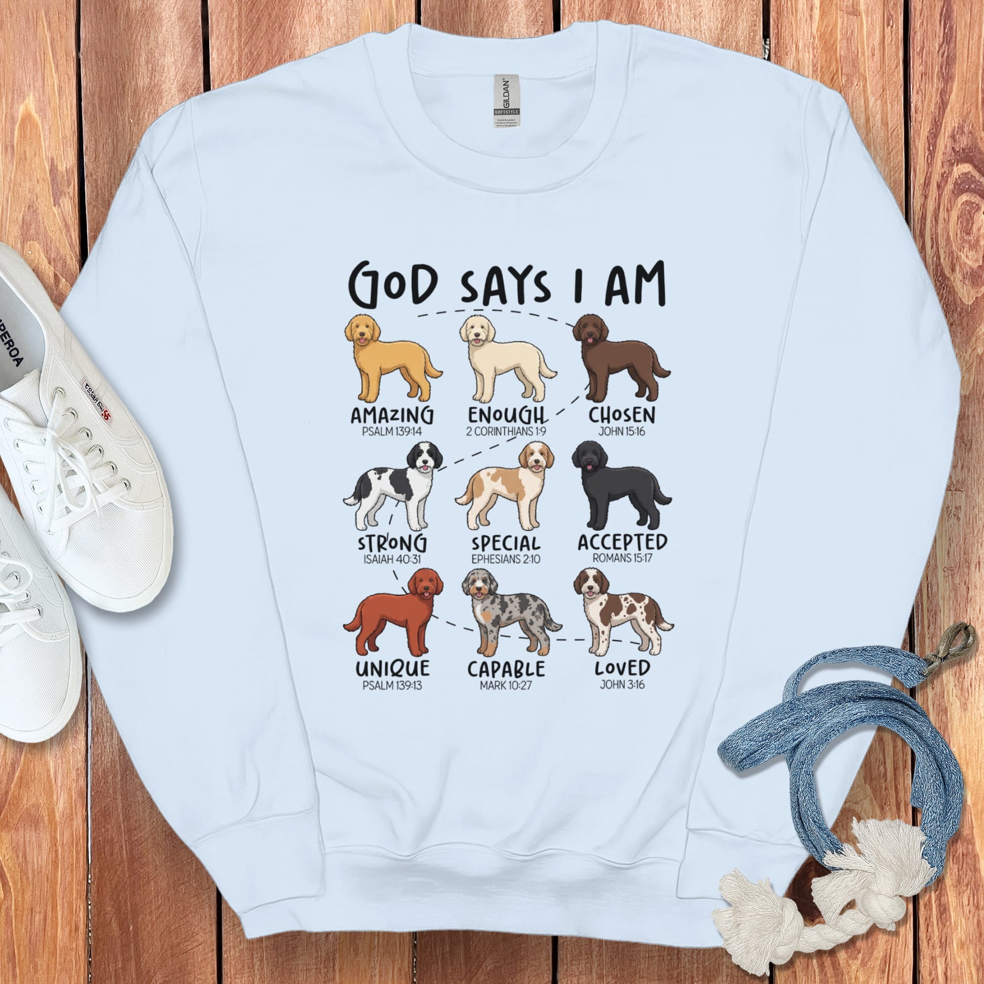 God Doodle Sweatshirt in Light Blue / S by Puppy Jo