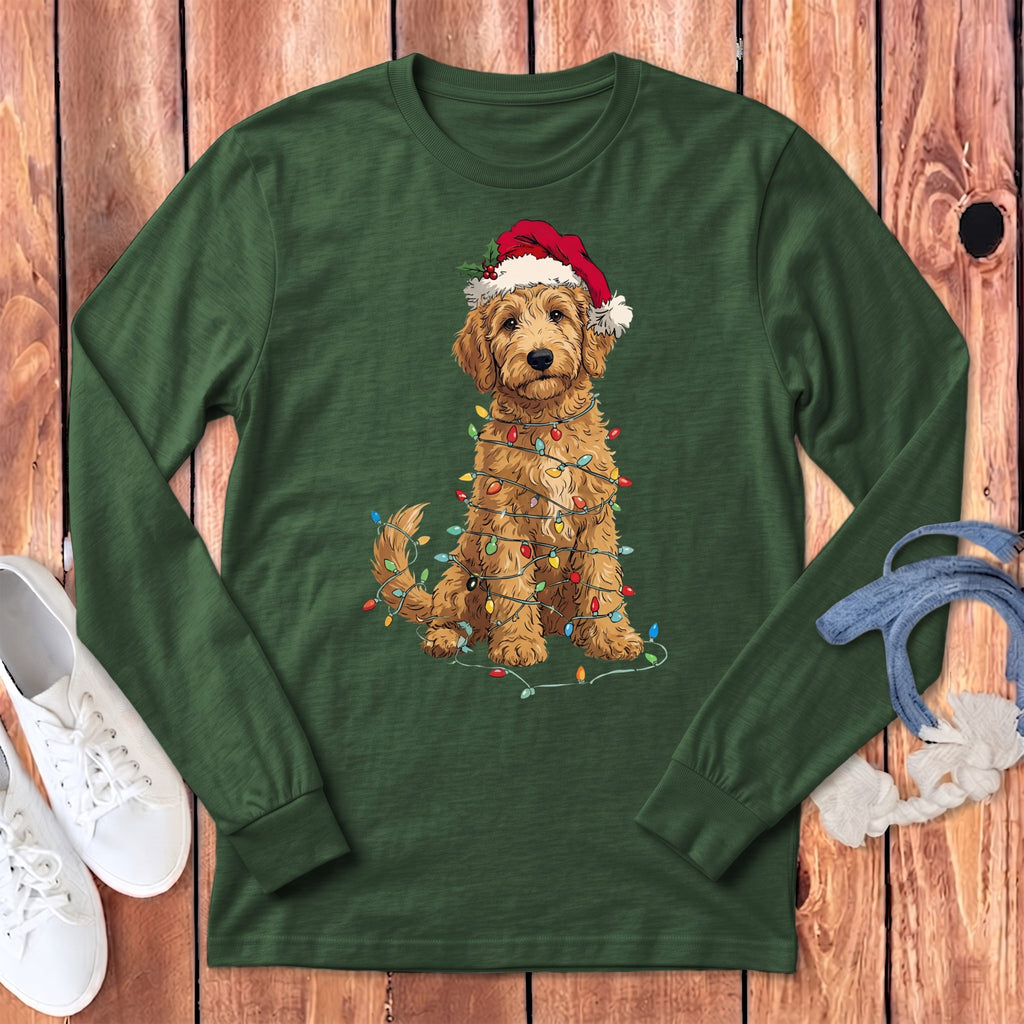 Golddendoodle Holiday Long Sleeve T-Shirt in Heather Forest / S by Puppy Jo