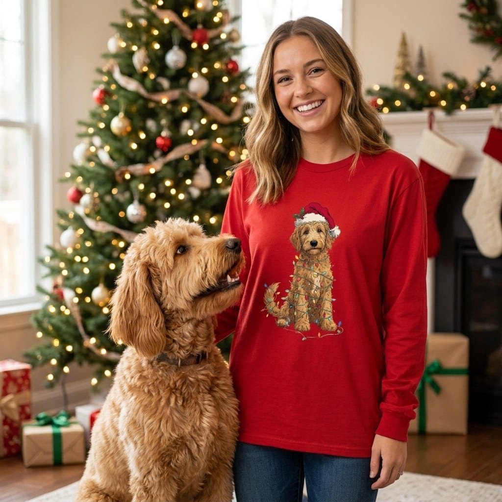 Golddendoodle Holiday Long Sleeve T-Shirt in by Puppy Jo