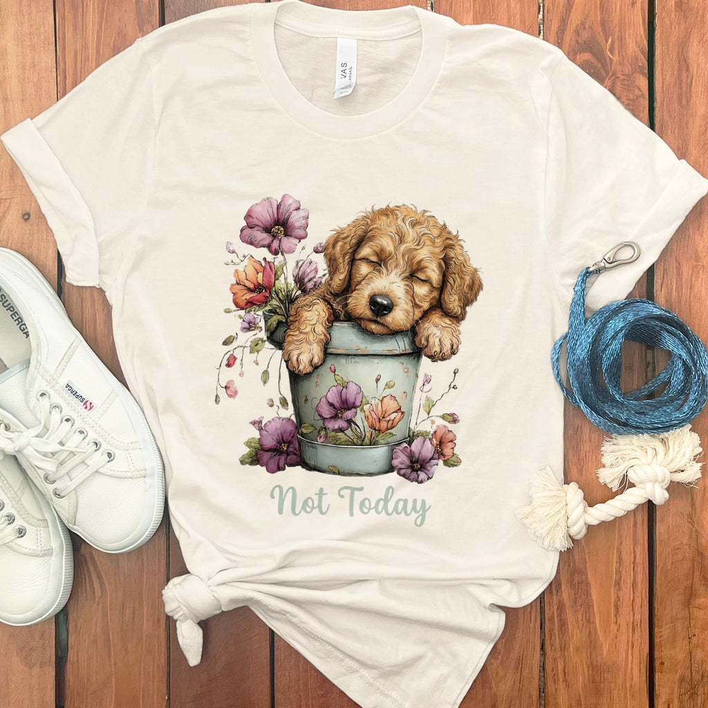 Golden Doodle Flower Pot T-Shirt in Natural / S by Puppy Jo
