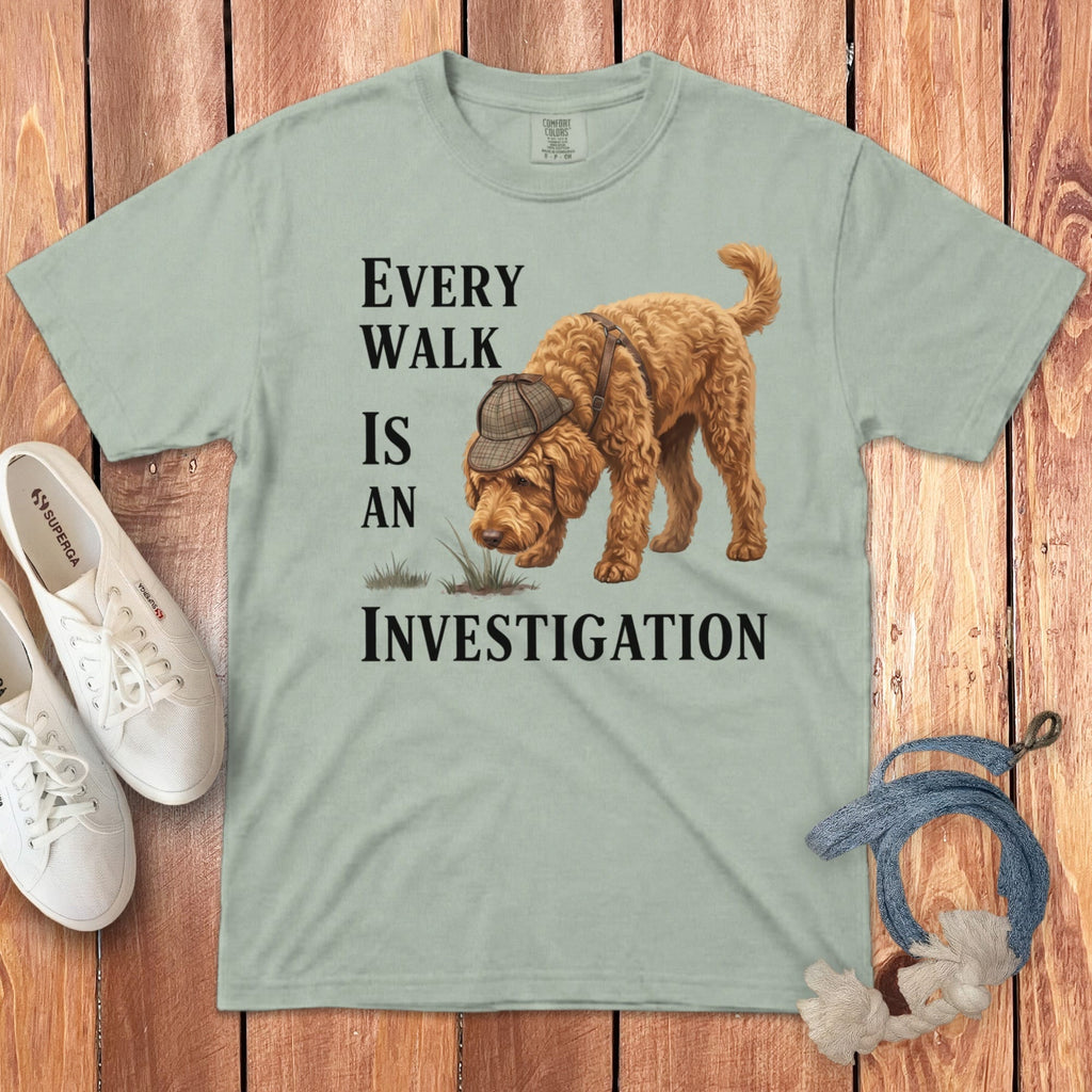 Golden Doodle Investigation Signature T-Shirt in Bay / M by Puppy Jo