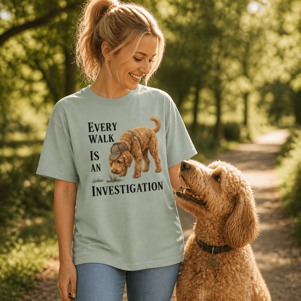 Golden Doodle Investigation Signature T-Shirt in by Puppy Jo