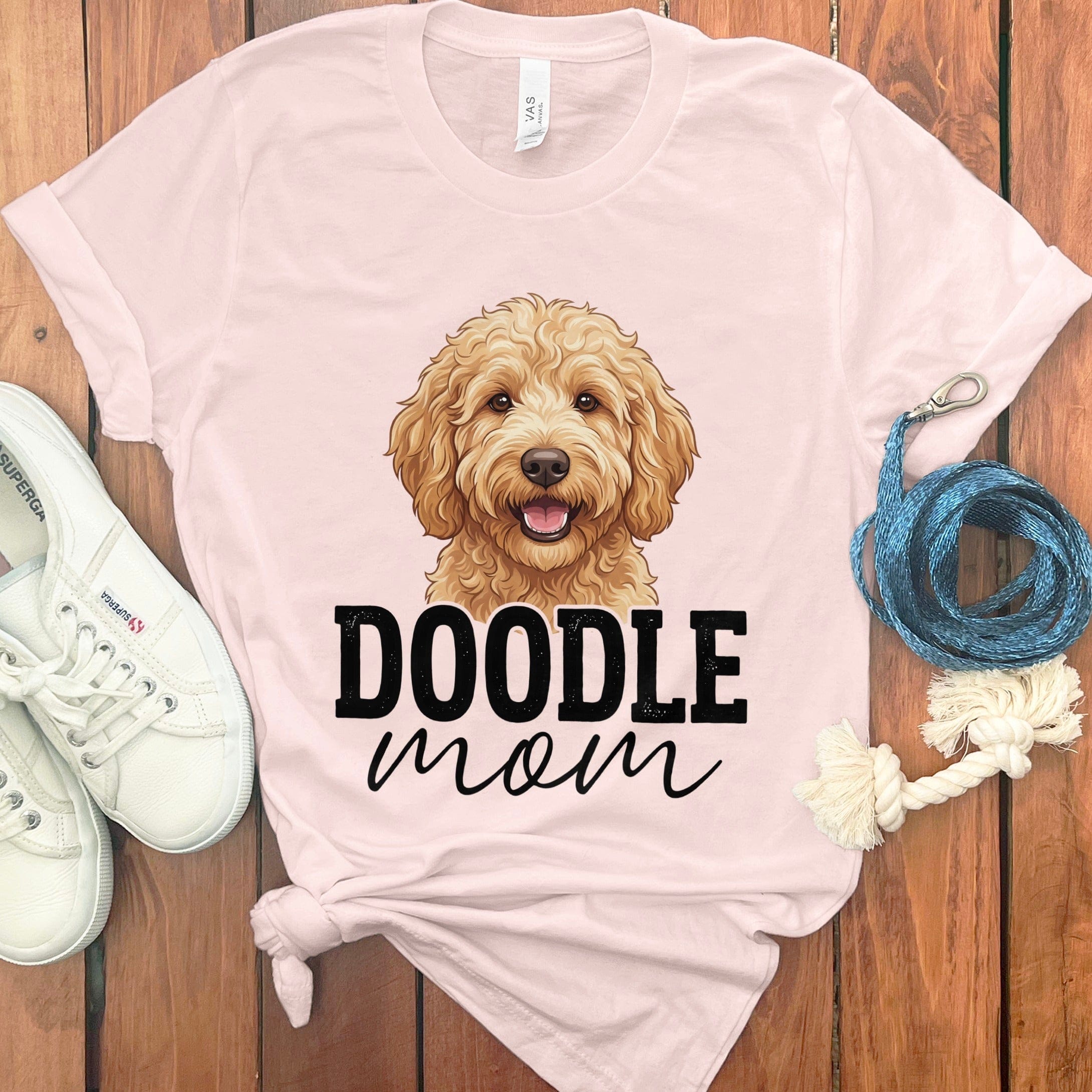 Golden Doodle Mom T-Shirt in Soft Pink / S by Puppy Jo