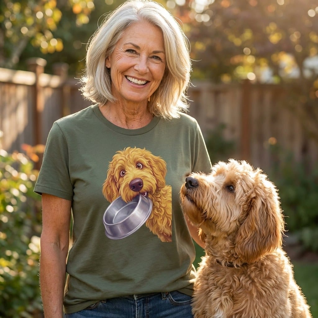 Golden Goldendoodle Bowl T-Shirt in by Puppy Jo