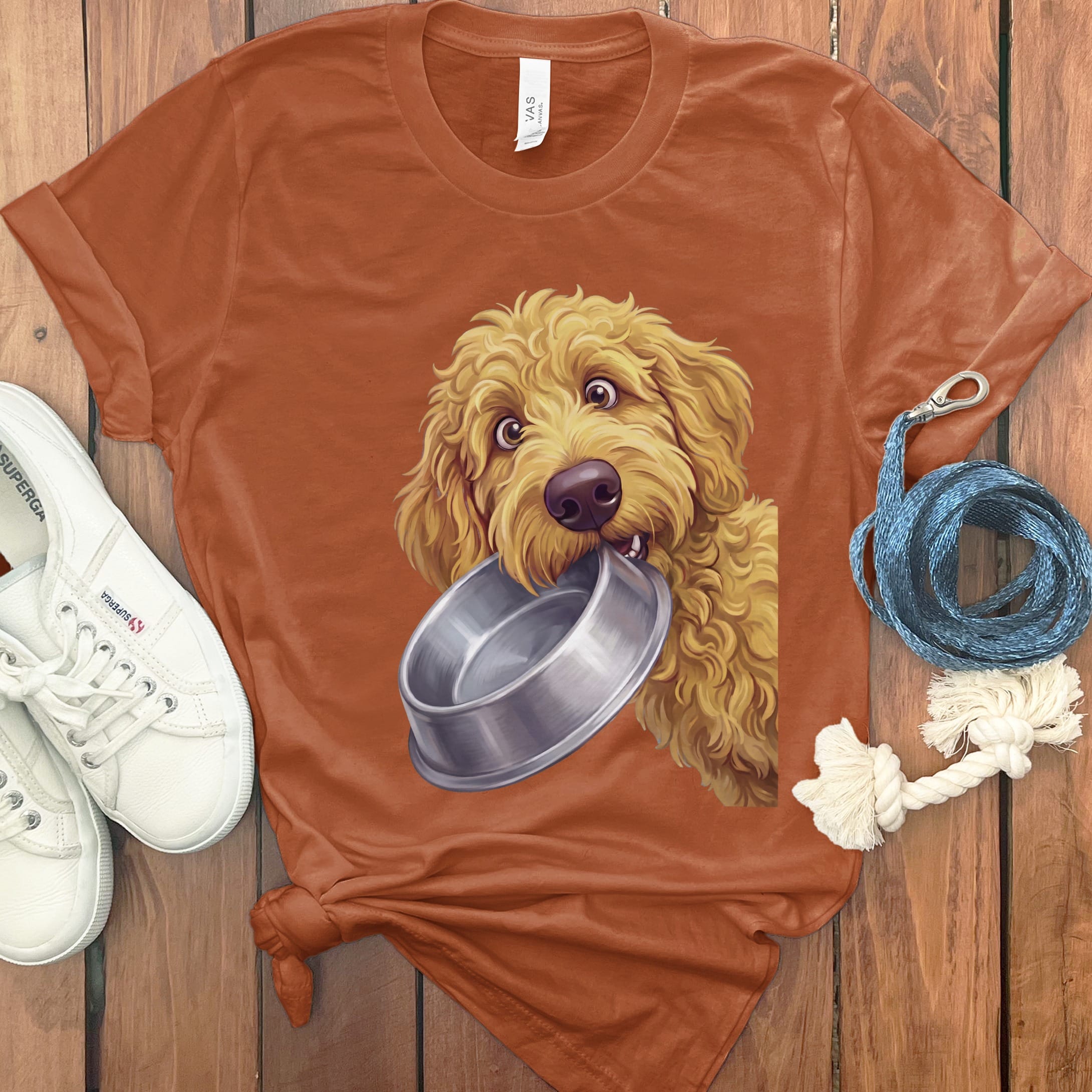 Golden Goldendoodle Bowl T-Shirt in S / Autumn by Puppy Jo