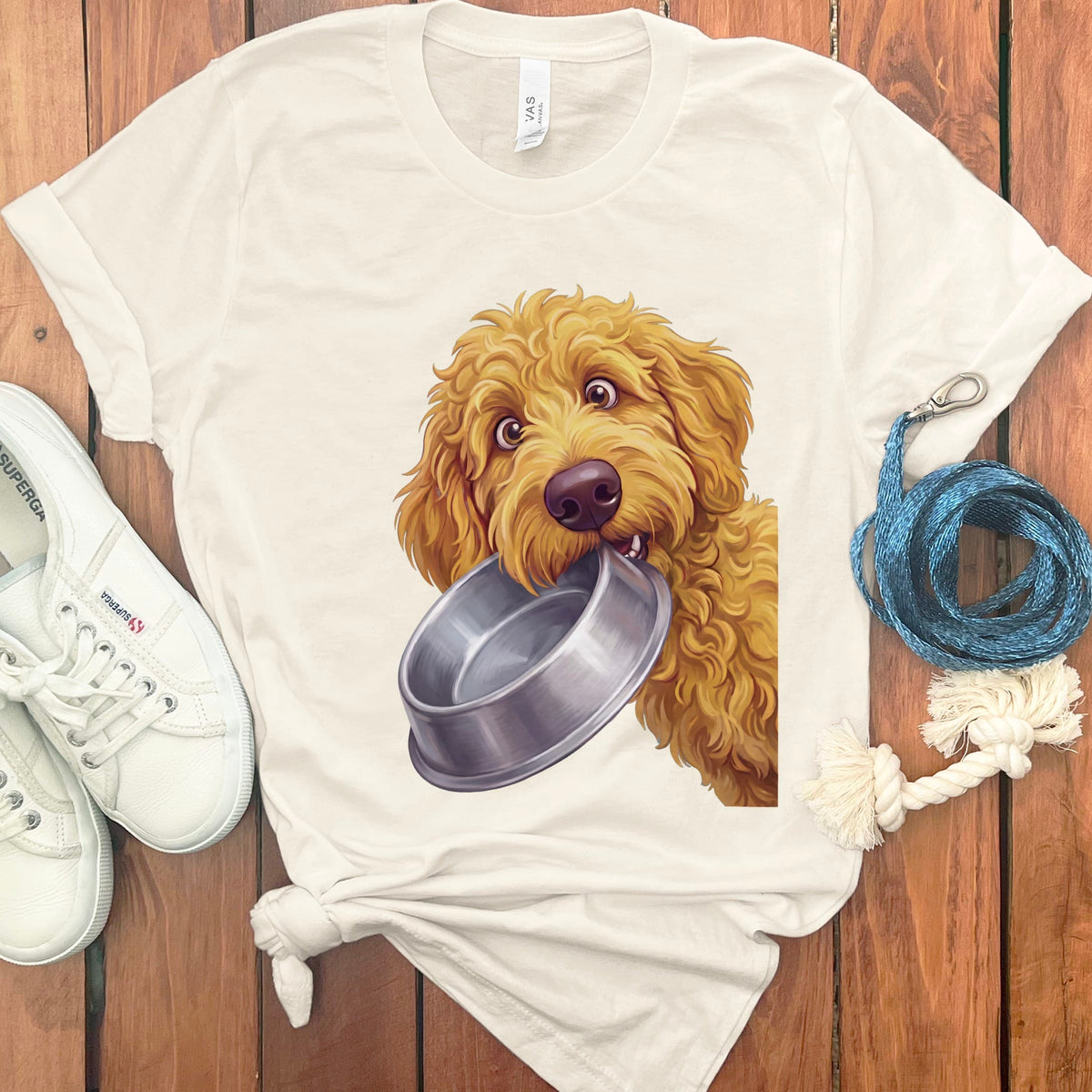 Golden Goldendoodle Bowl T-Shirt in S / Natural by Puppy Jo