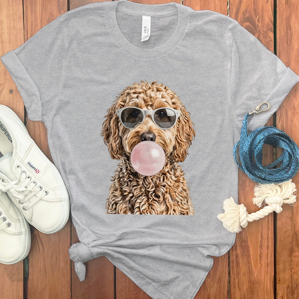 Golden Goldendoodle Bubblegum T-Shirt in Athletic Heather / S by Puppy Jo