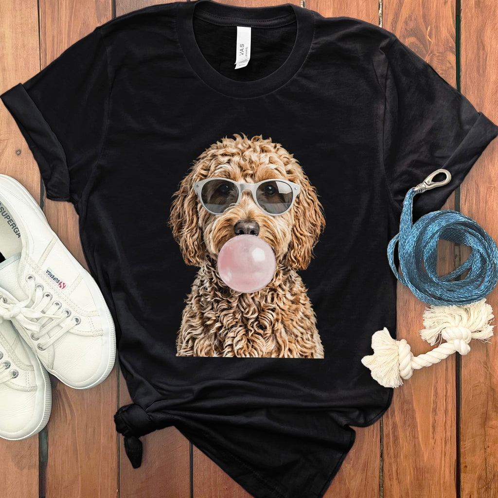 Golden Goldendoodle Bubblegum T-Shirt in Black / S by Puppy Jo