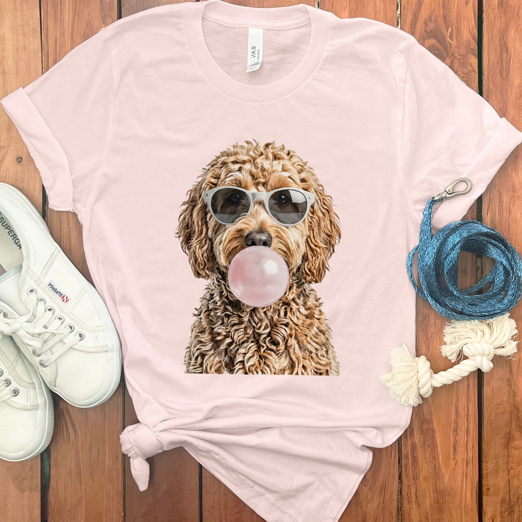 Golden Goldendoodle Bubblegum T-Shirt in Soft Pink / S by Puppy Jo