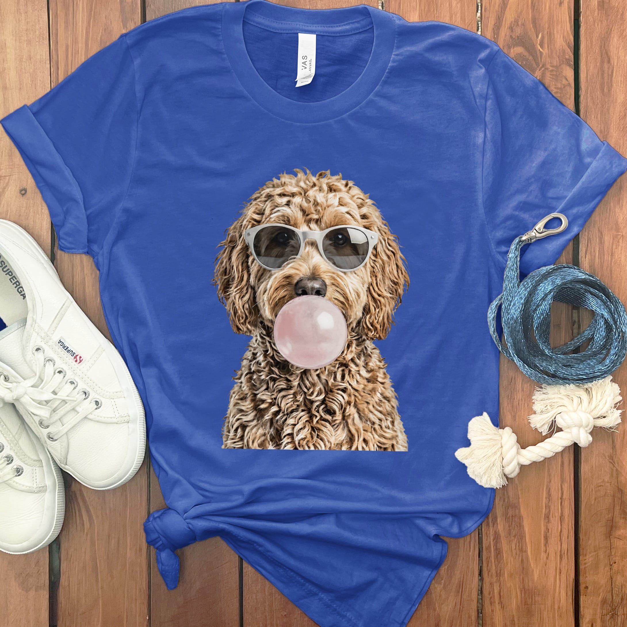 Golden Goldendoodle Bubblegum T-Shirt in True Royal / S by Puppy Jo