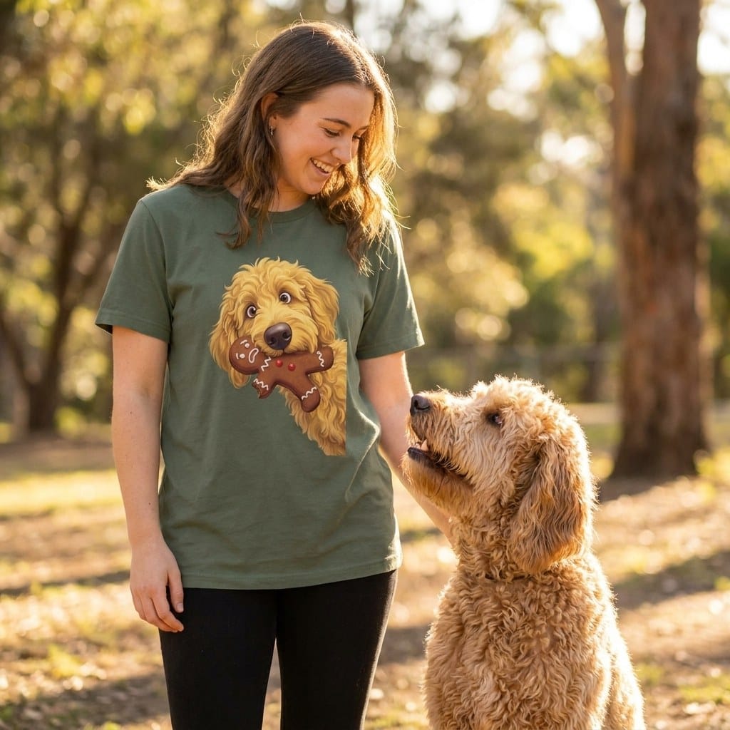 Golden Goldendoodle Cookie Thief T-Shirt in by Puppy Jo