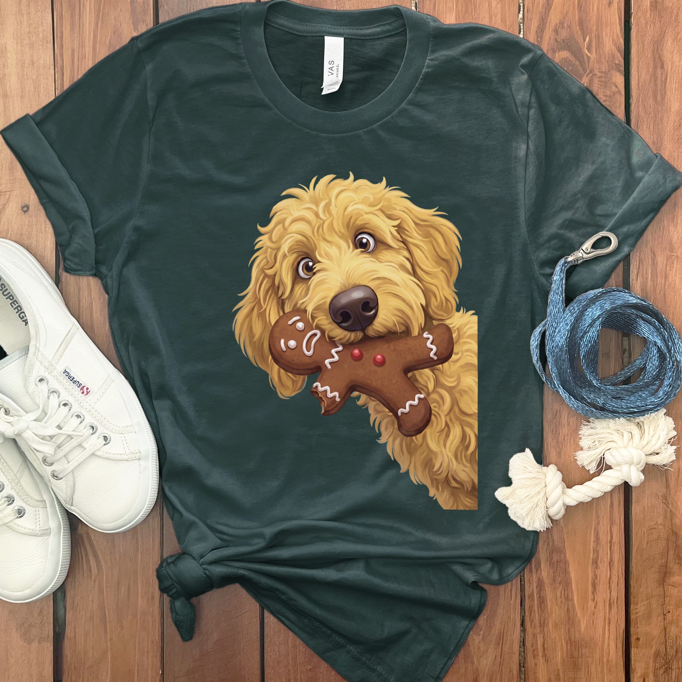 Golden Goldendoodle Cookie Thief T-Shirt in S / Forest by Puppy Jo
