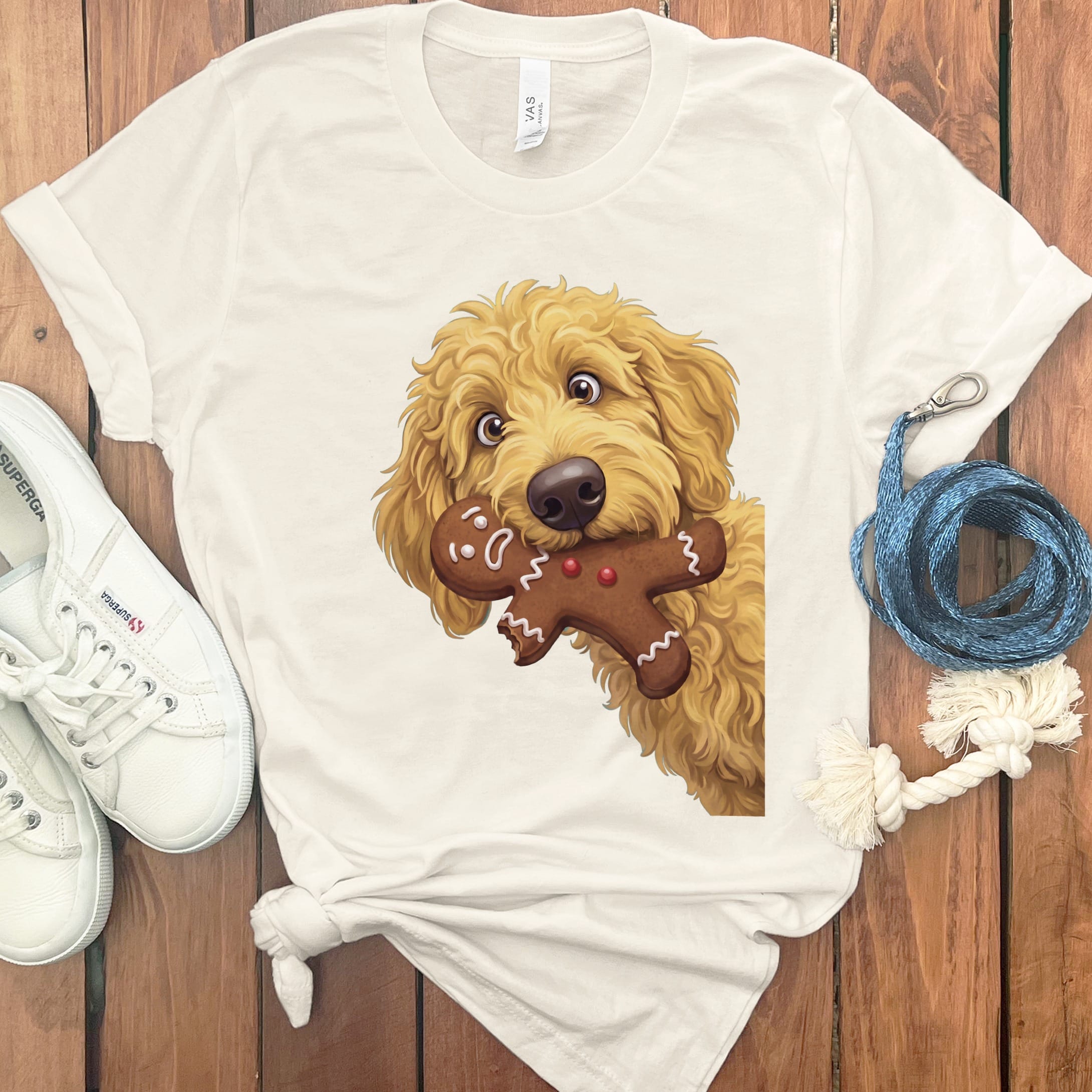 Golden Goldendoodle Cookie Thief T-Shirt in S / Natural by Puppy Jo