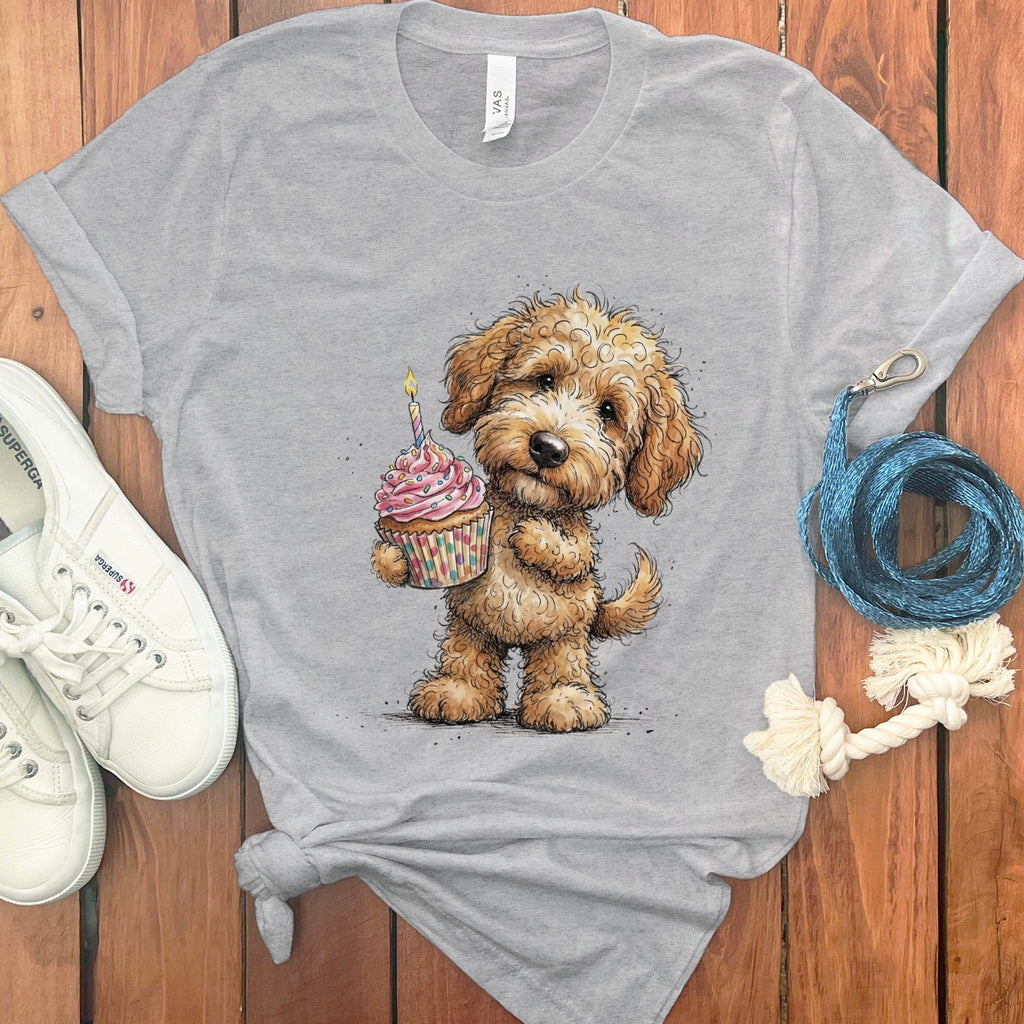 Golden Goldendoodle Cupcake T-Shirt in Athletic Heather / M by Puppy Jo
