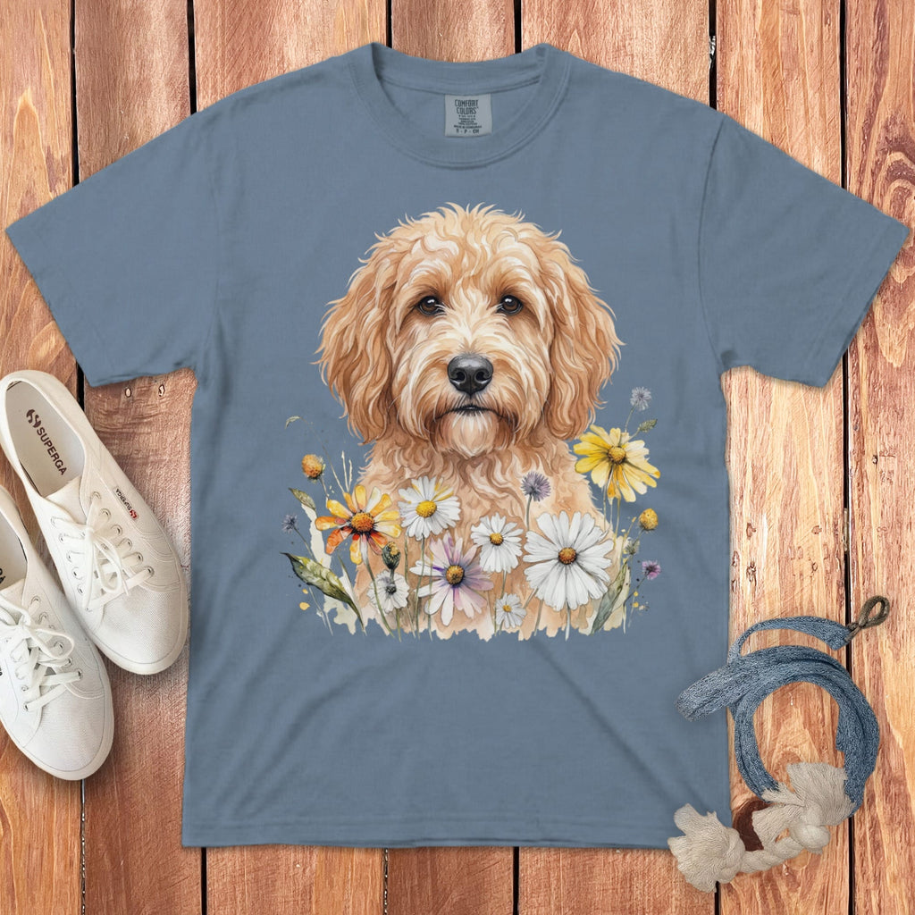 Golden Goldendoodle Daisy Signature T-Shirt in Blue Jean / S by Puppy Jo