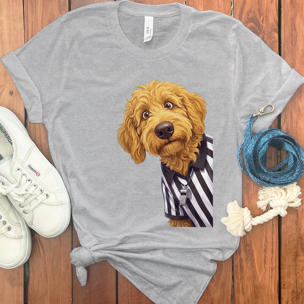 Golden Goldendoodle Football Referee T-Shirt in Athletic Heather / S by Puppy Jo