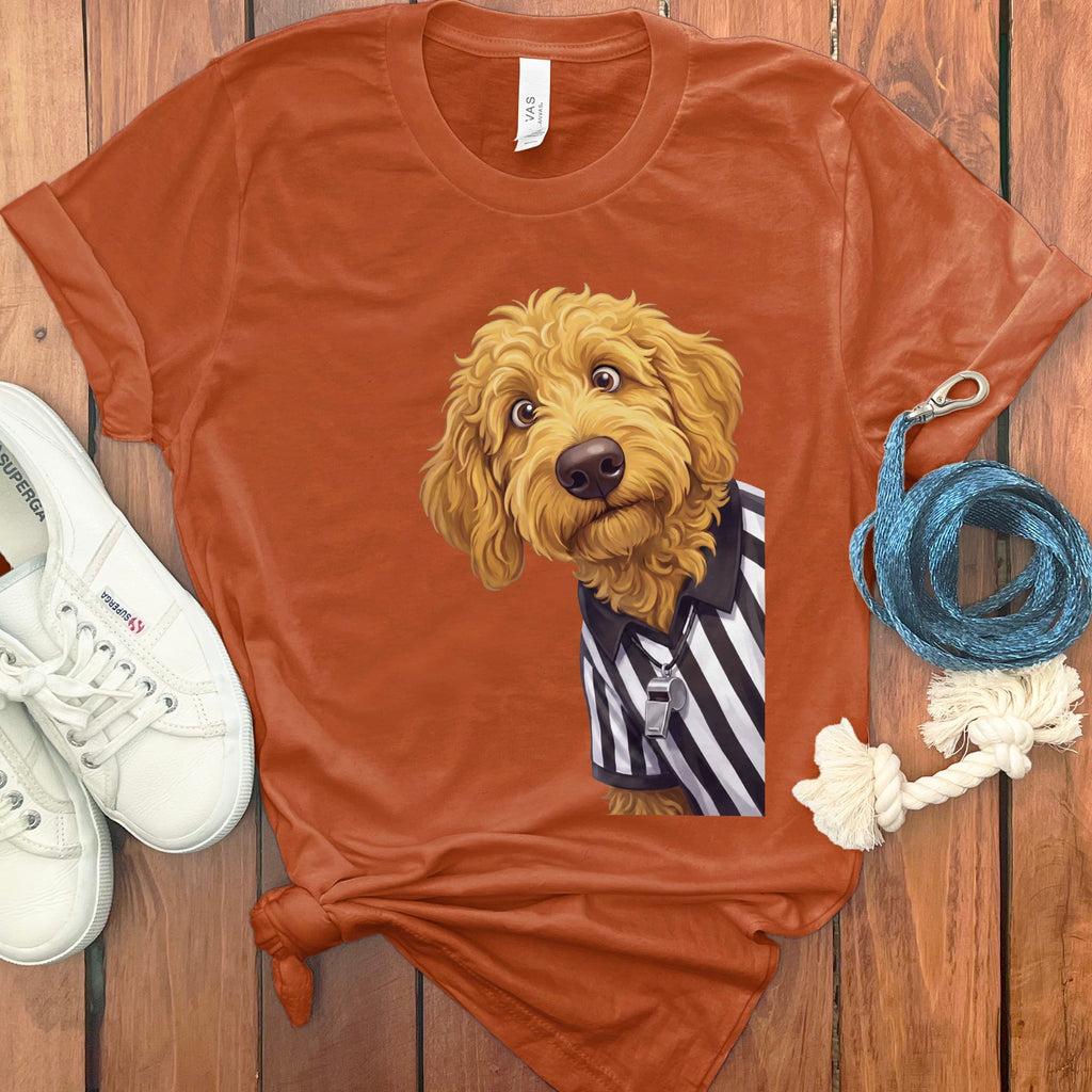 Golden Goldendoodle Football Referee T-Shirt in Autumn / S by Puppy Jo