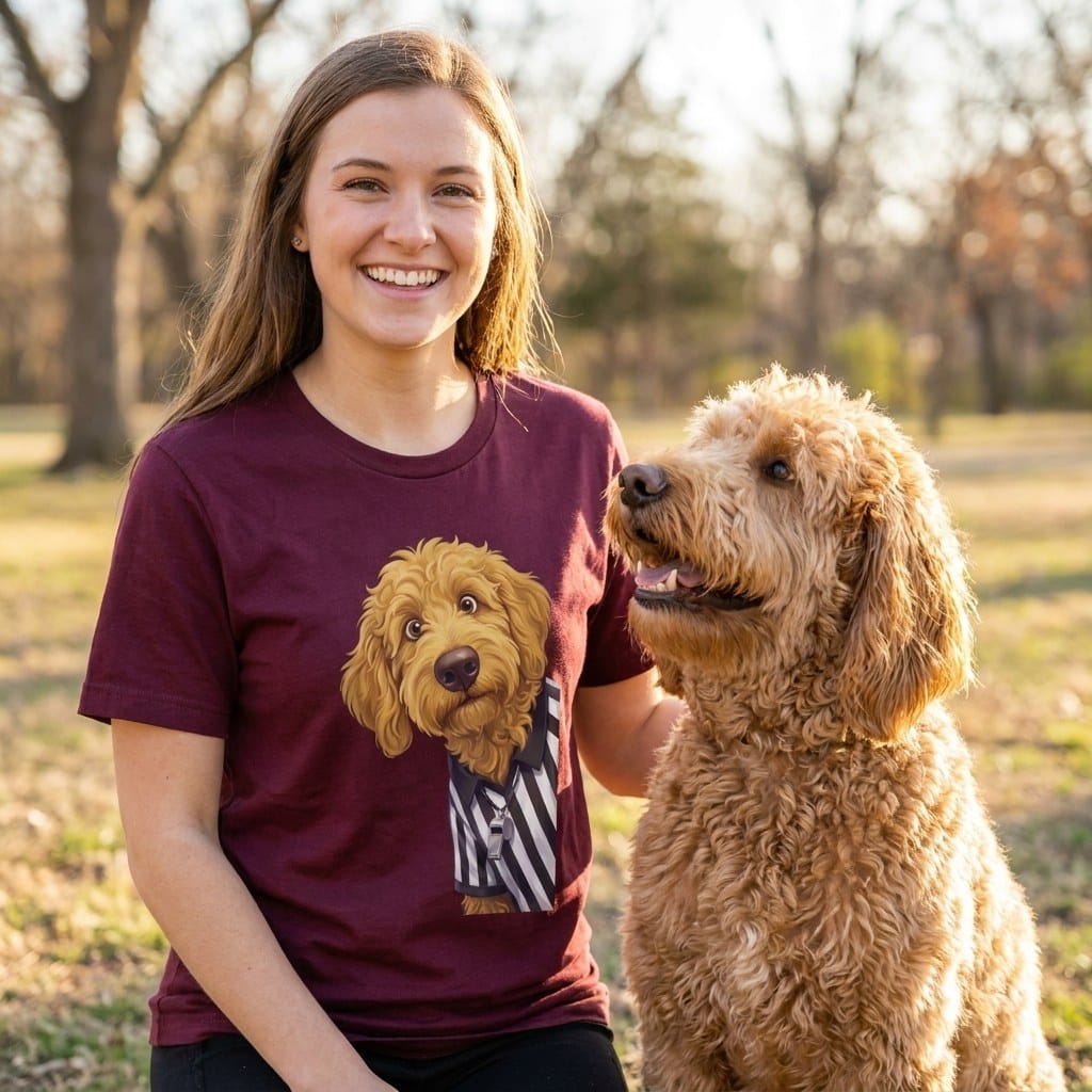 Golden Goldendoodle Football Referee T-Shirt in by Puppy Jo