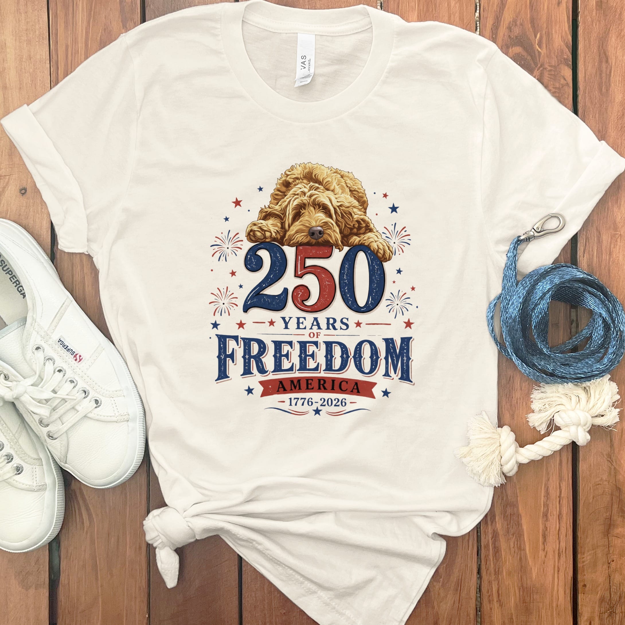 Golden Goldendoodle Freedom T-Shirt in Natural / S by Puppy Jo