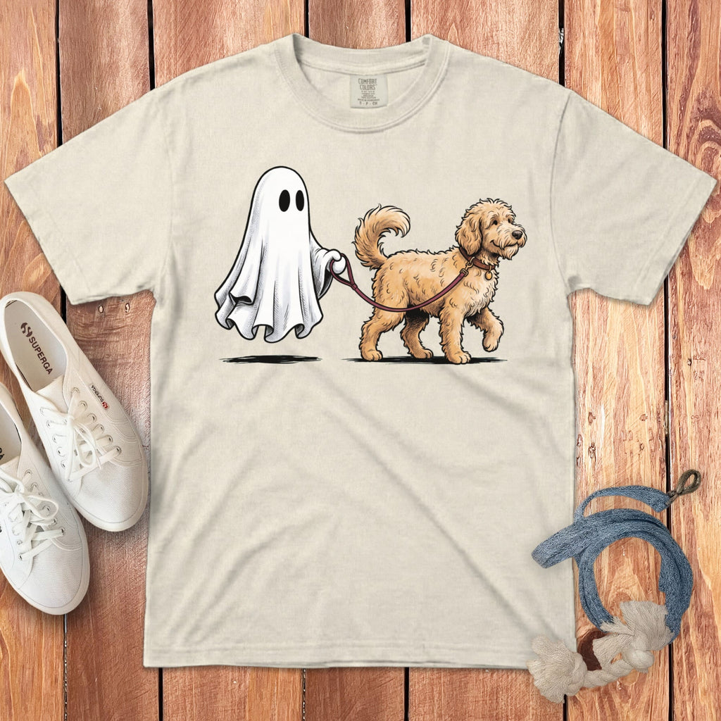 Golden Goldendoodle Ghost Walk Signature T-Shirt in Ivory / S by Puppy Jo