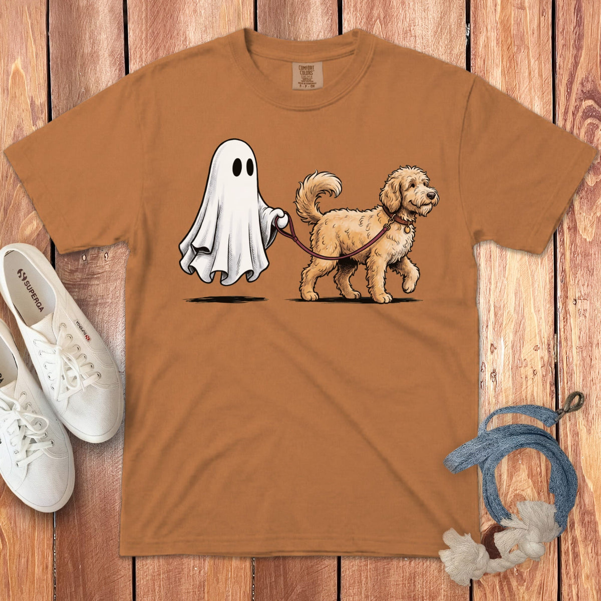 Golden Goldendoodle Ghost Walk Signature T-Shirt in Yam / S by Puppy Jo
