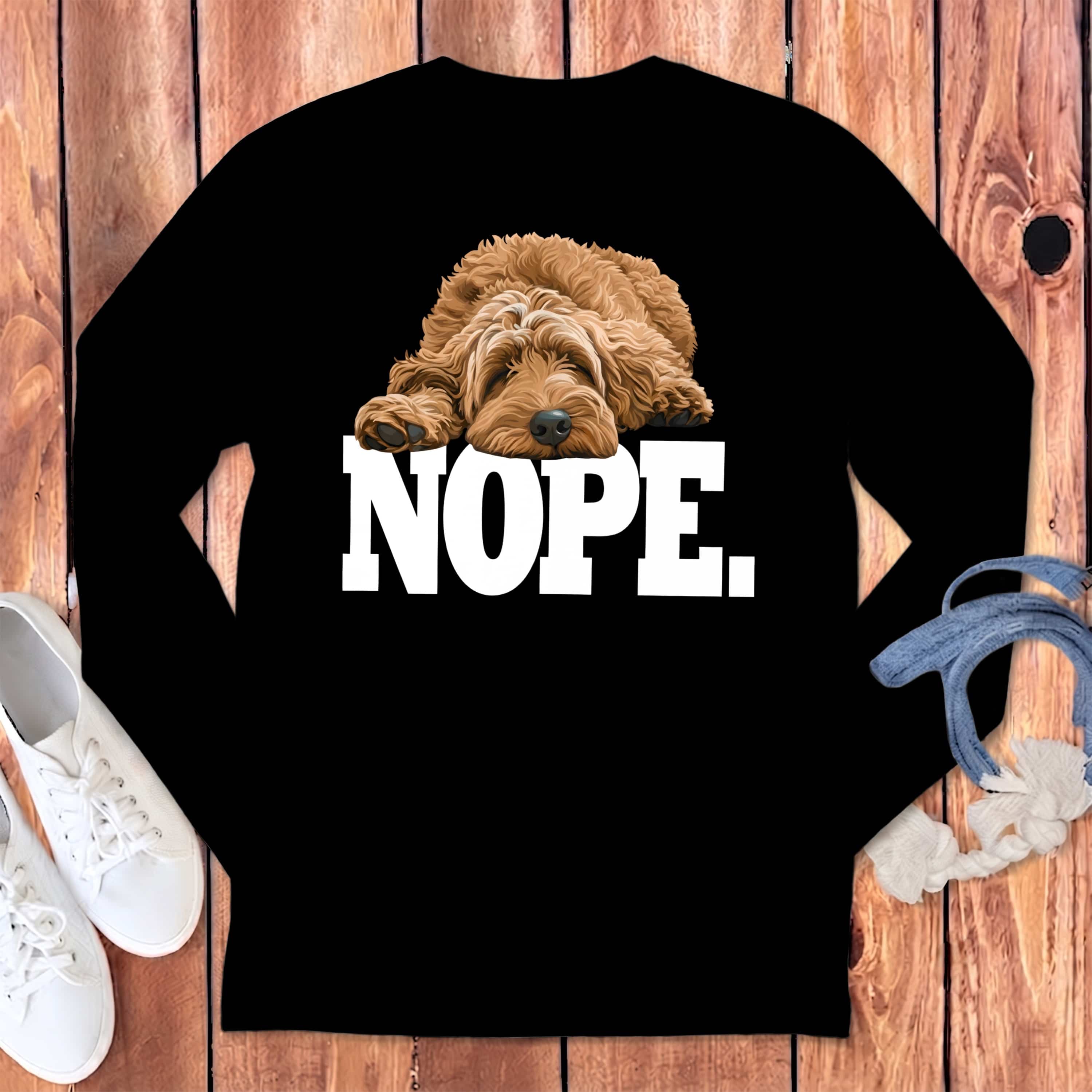 Golden Goldendoodle Labradoodle Signature Long Sleeve T-Shirt in Black / S by Puppy Jo
