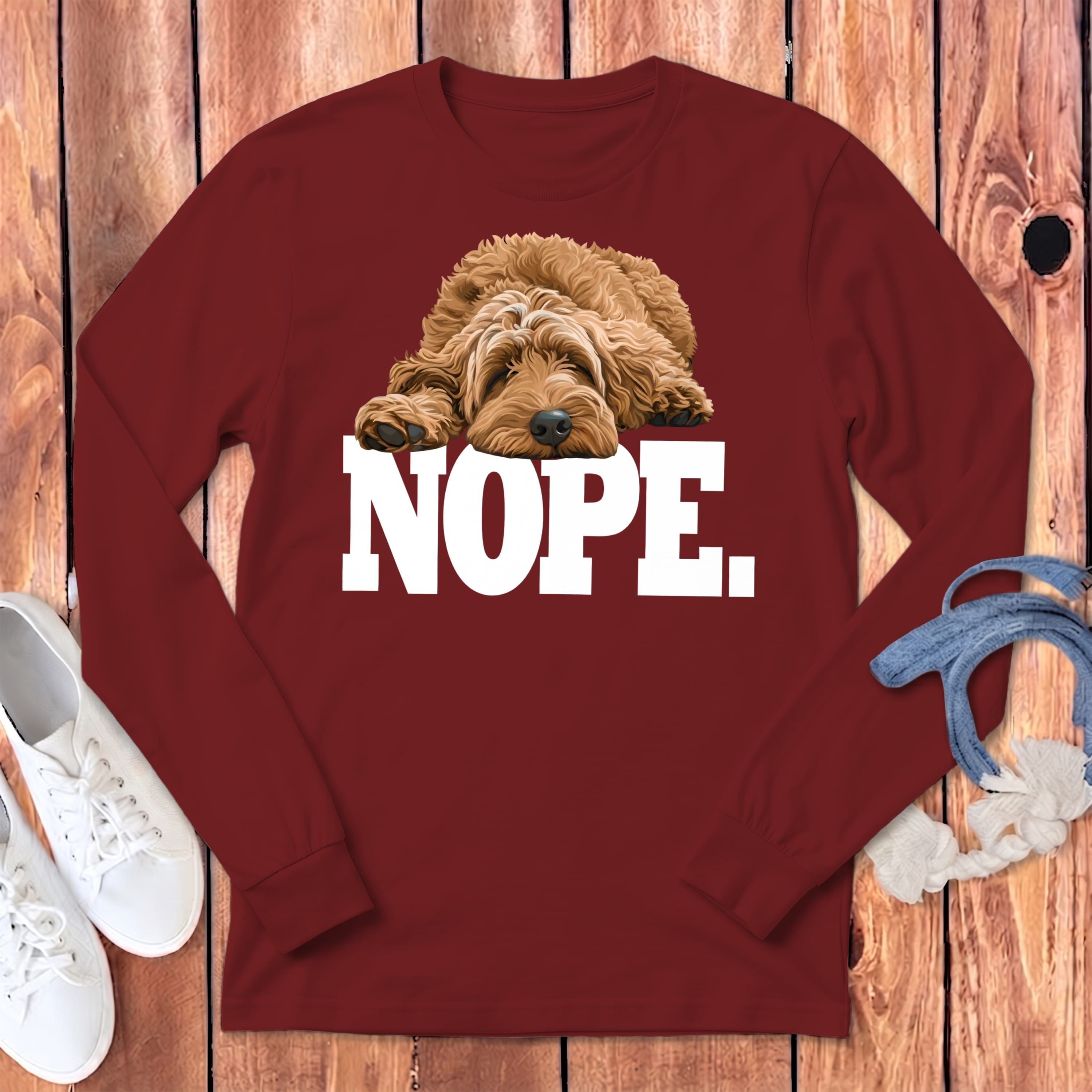 Golden Goldendoodle Labradoodle Signature Long Sleeve T-Shirt in Cardinal / S by Puppy Jo