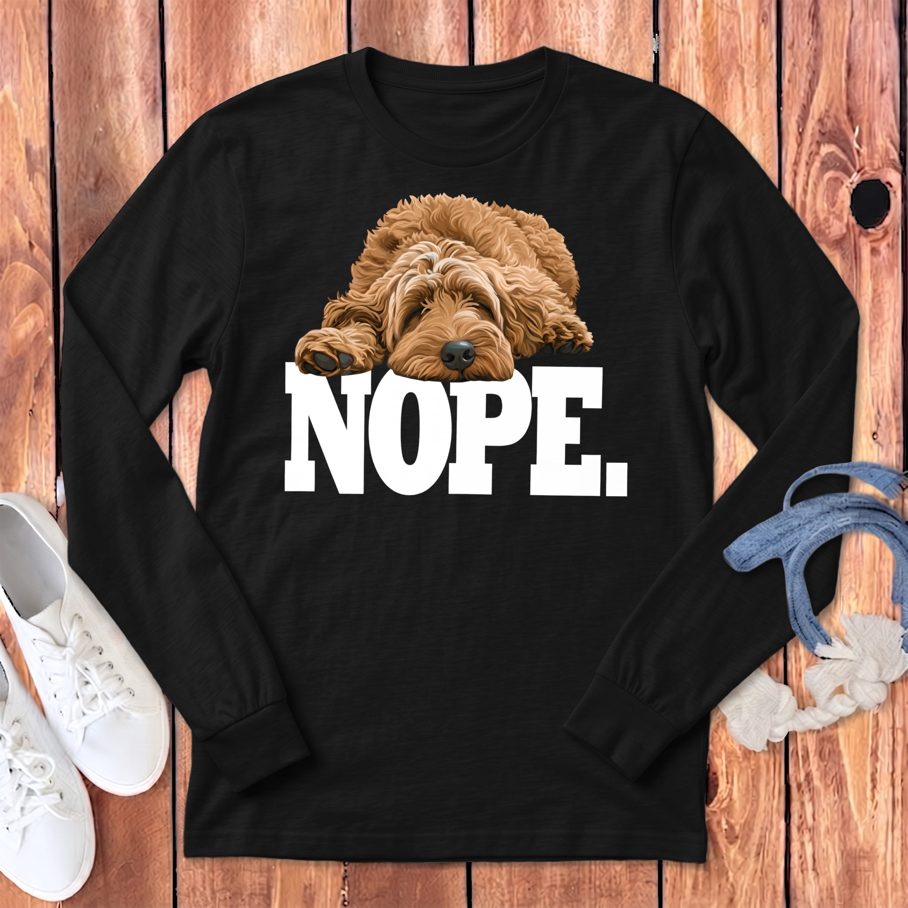 Golden Goldendoodle Labradoodle Signature Long Sleeve T-Shirt in Dark Grey Heather / S by Puppy Jo
