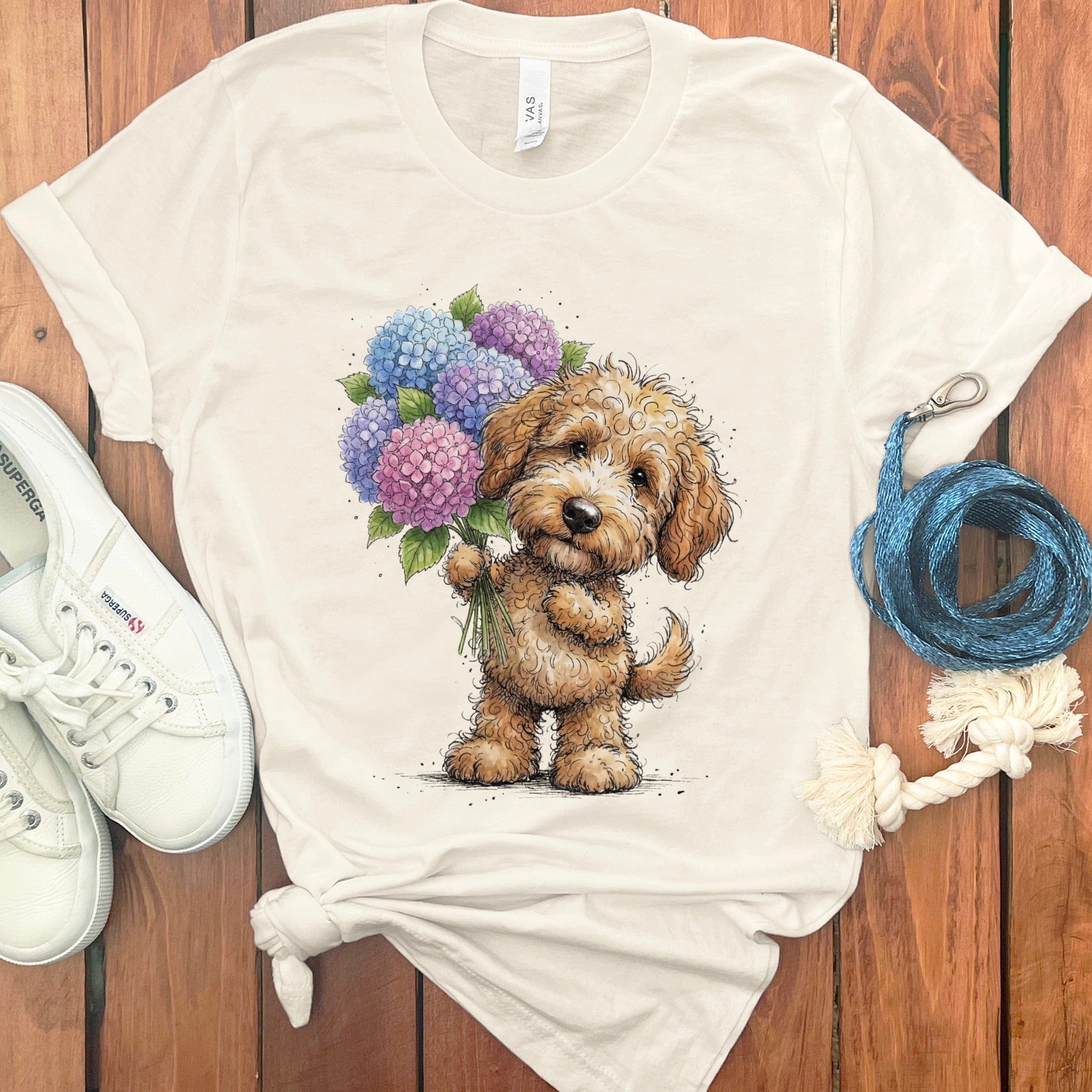Golden Goldendoodle Lilacs T-Shirt in Natural / M by Puppy Jo