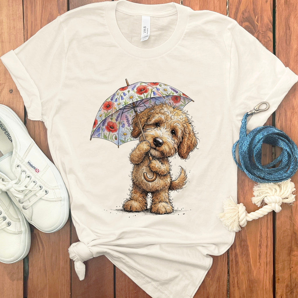 Golden Goldendoodle May Showers T-Shirt in Natural / M by Puppy Jo