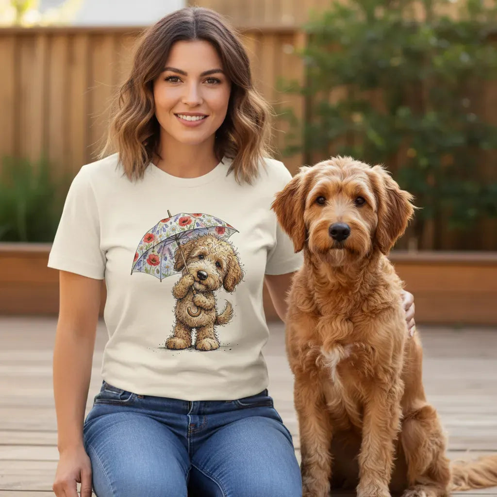 Golden Goldendoodle May Showers T-Shirt in by Puppy Jo
