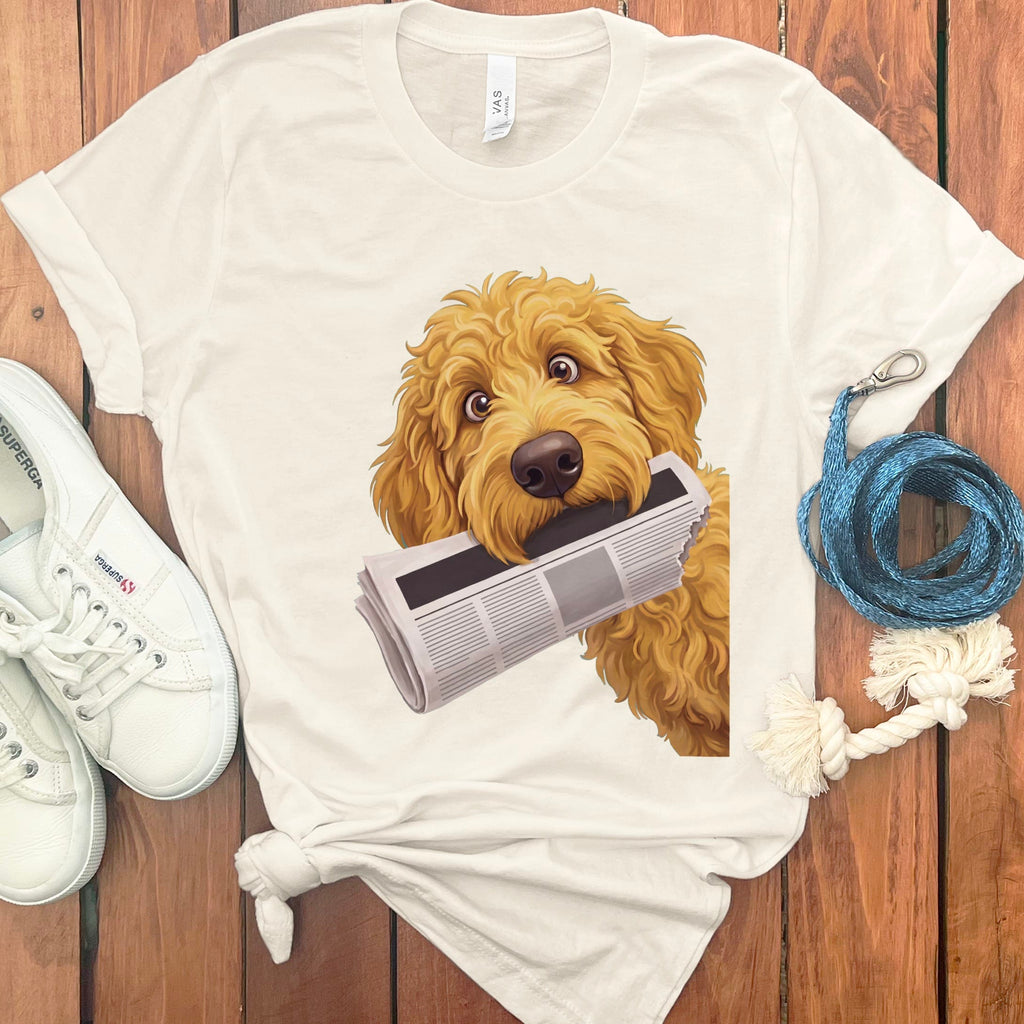 Golden Goldendoodle Newspaper T-Shirt in Natural / S by Puppy Jo