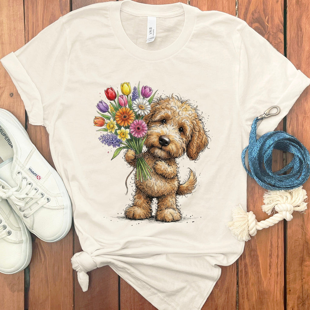 Golden Goldendoodle Spring T-Shirt in Natural / M by Puppy Jo