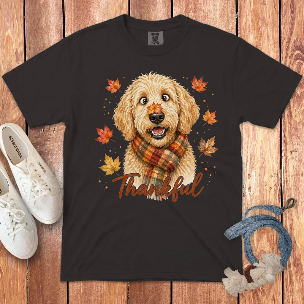Golden Goldendoodle Thankful Signature T-Shirt in Graphite / S by Puppy Jo