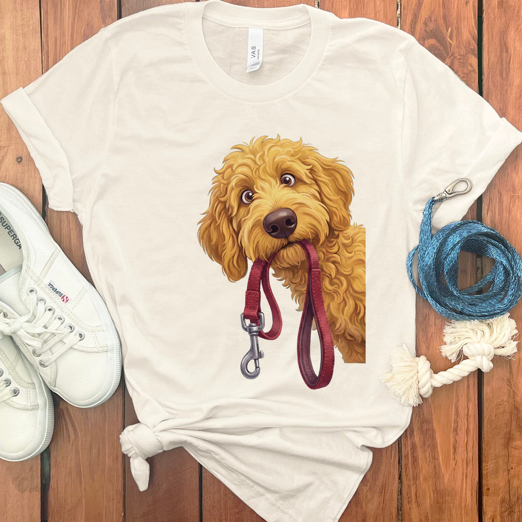 Golden Goldendoodle Walk T-Shirt in Natural / S by Puppy Jo