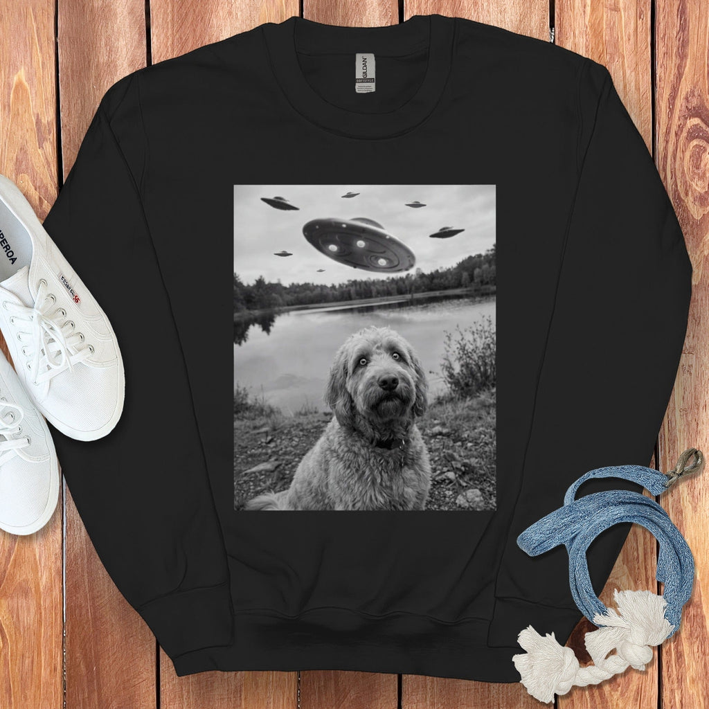 Goldendoodle Alien Sweatshirt in Black / S by Puppy Jo