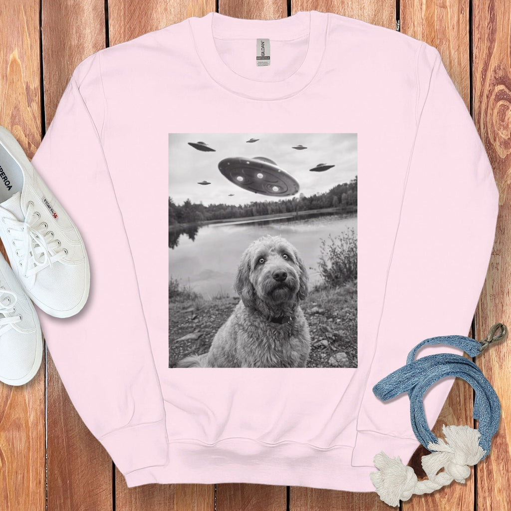 Goldendoodle Alien Sweatshirt in Light Pink / S by Puppy Jo