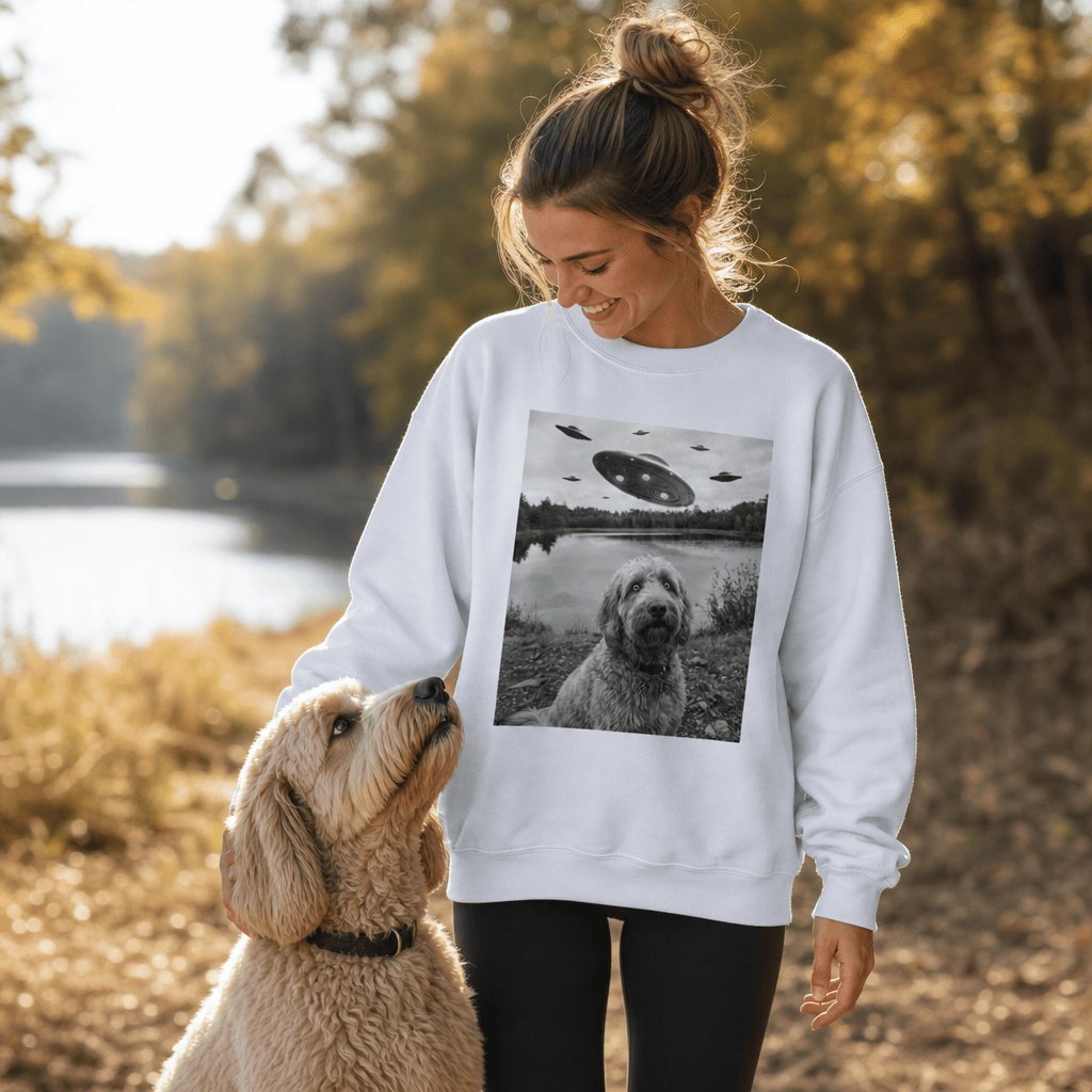 Goldendoodle Alien Sweatshirt in by Puppy Jo