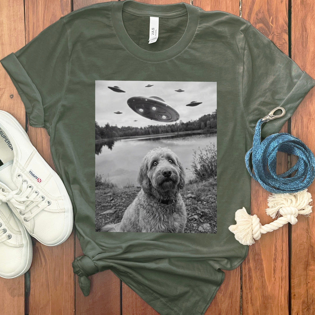 Goldendoodle Alien T-Shirt in Military Green / S by Puppy Jo