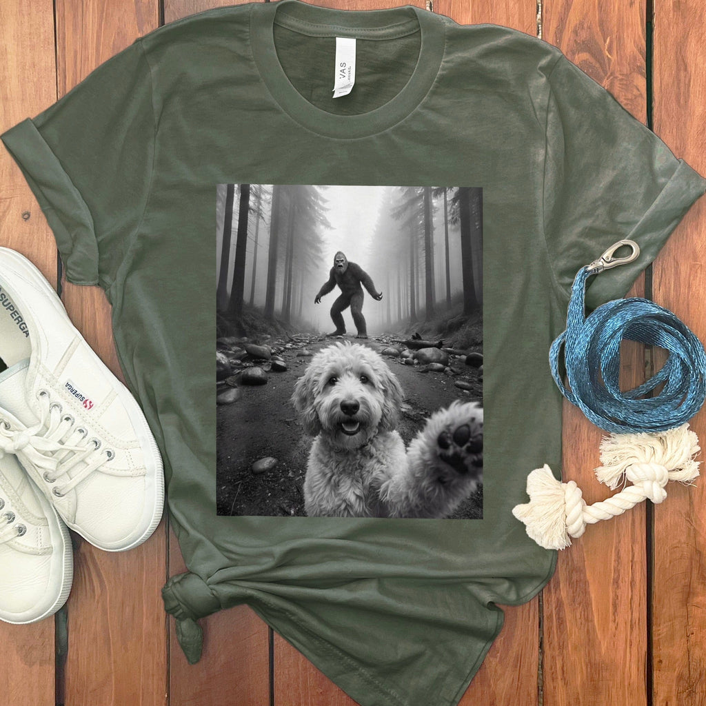 Goldendoodle Bigfoot T-Shirt in Military Green / S by Puppy Jo