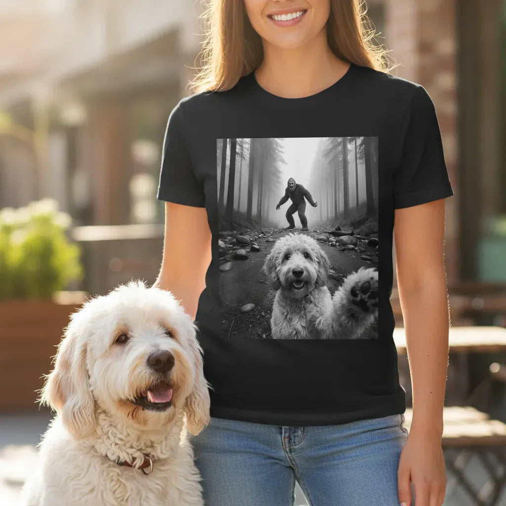 Goldendoodle Bigfoot T-Shirt in by Puppy Jo