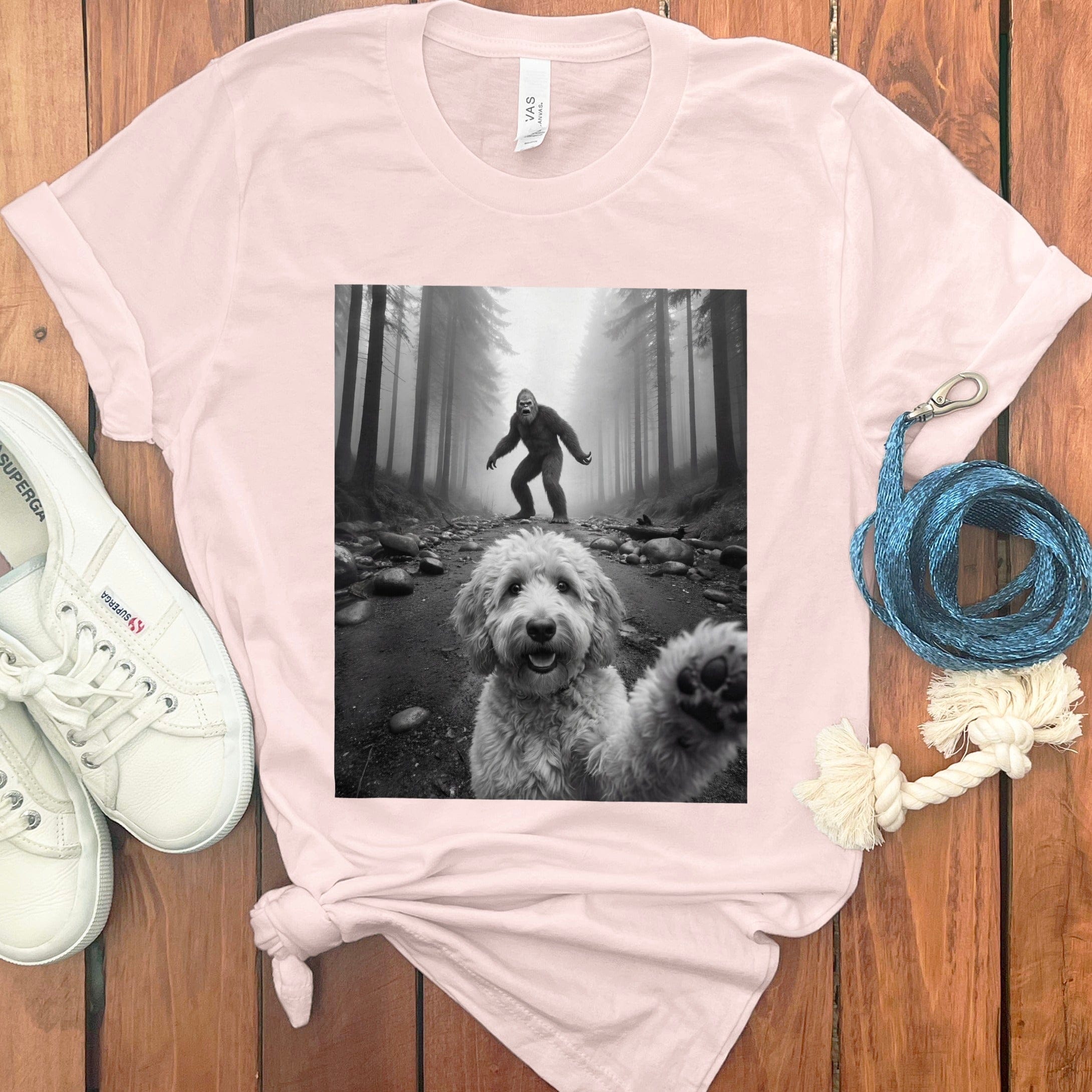 Goldendoodle Bigfoot T-Shirt in Soft Pink / S by Puppy Jo